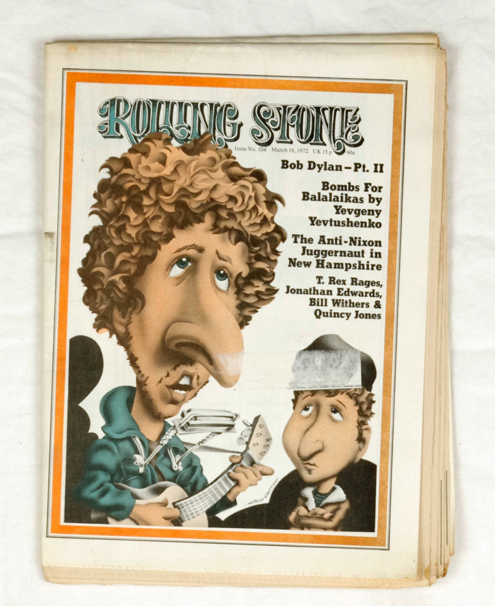 Rolling Stone Magazine Back Issue 1972 Mar 16 No.104 Bob Dylan Pt. II 