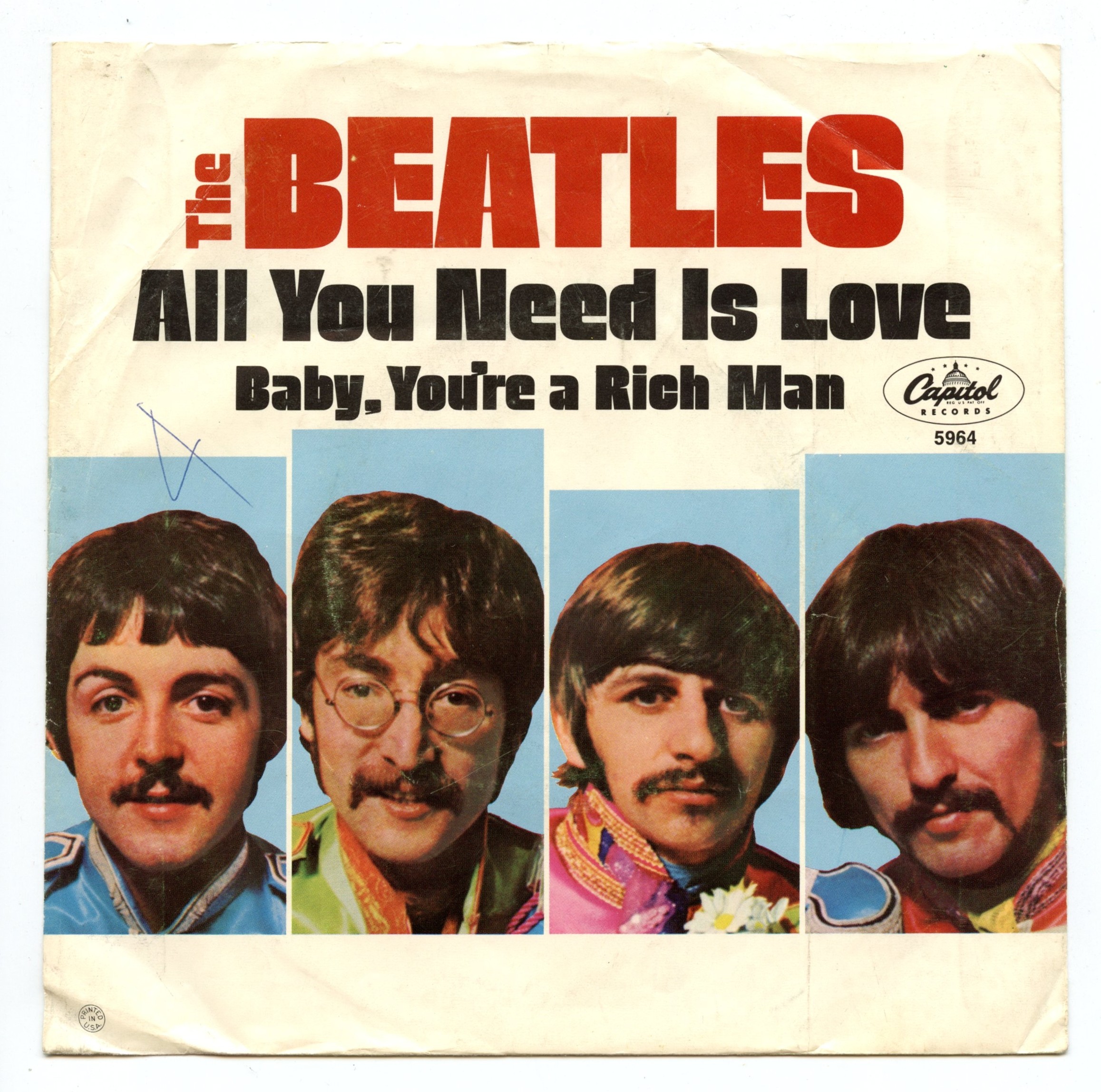 The Beatles Vinyl Single All You Need is Love 1967
