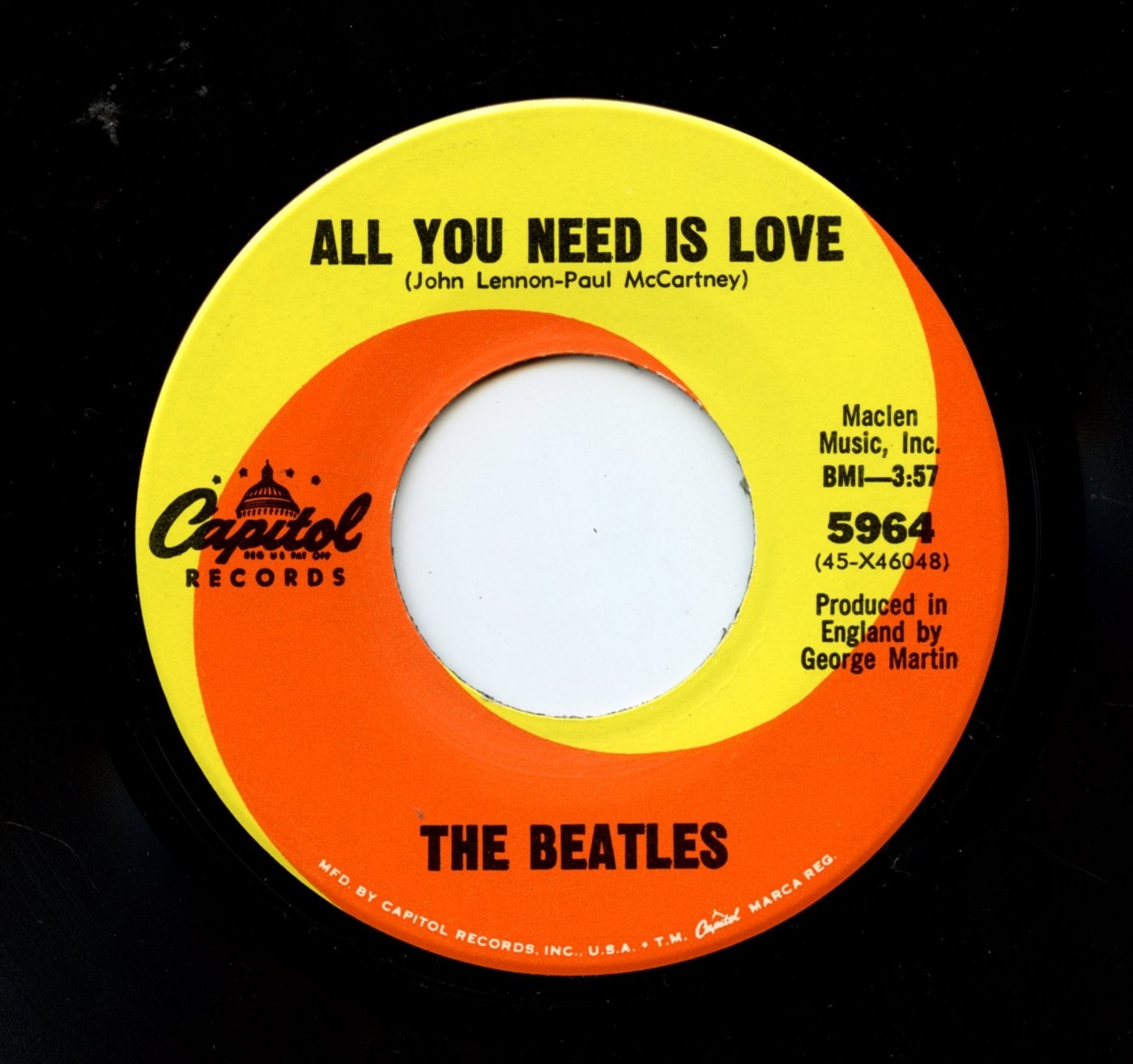 The Beatles Vinyl Single All You Need is Love 1967