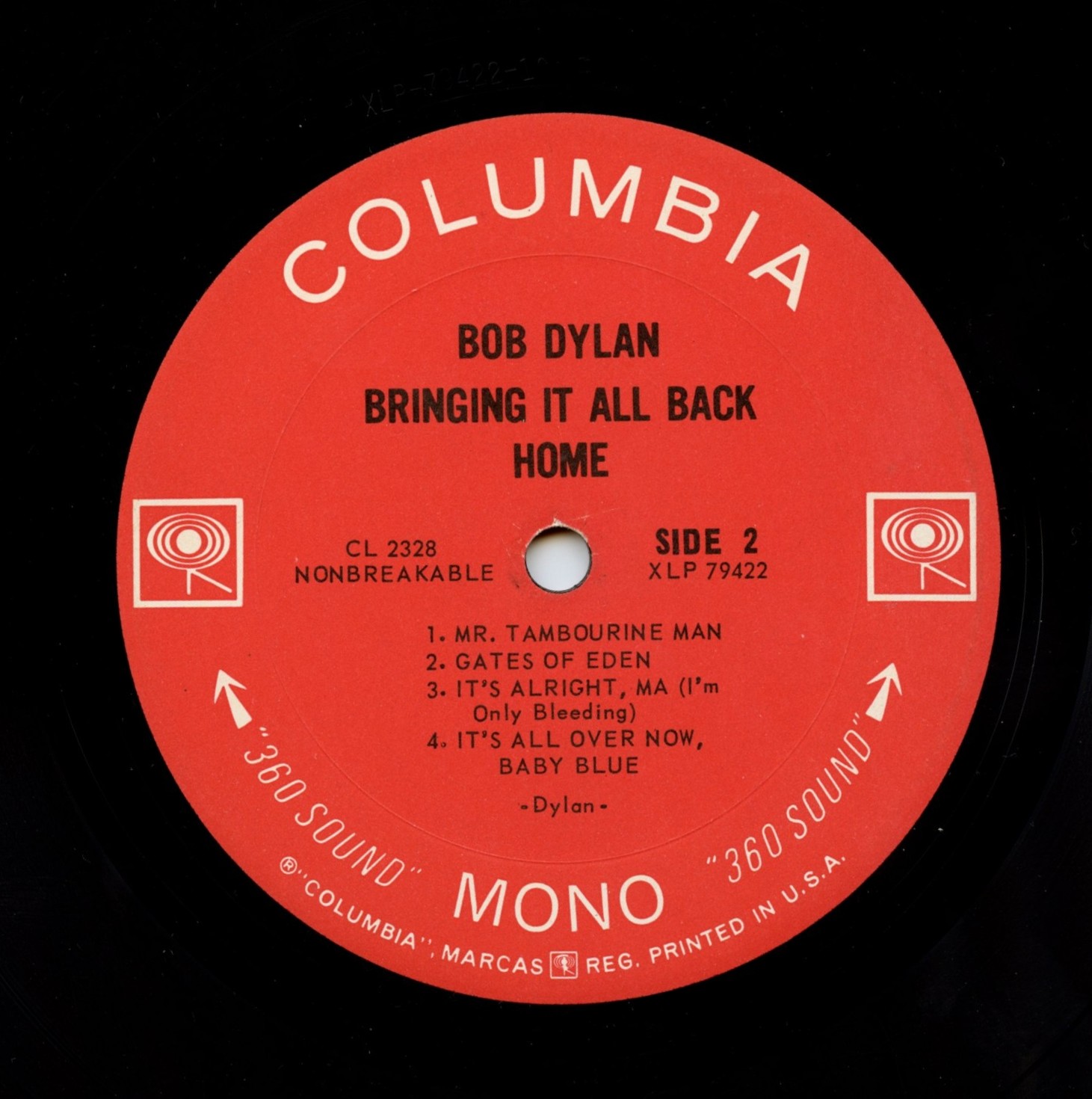 Bob Dylan ‎Vinyl Bringing It All Back Home 1965