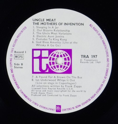 Frank Zappa The Mothers Of Invention Vinyl Uncle Meat 1968 UK pressing