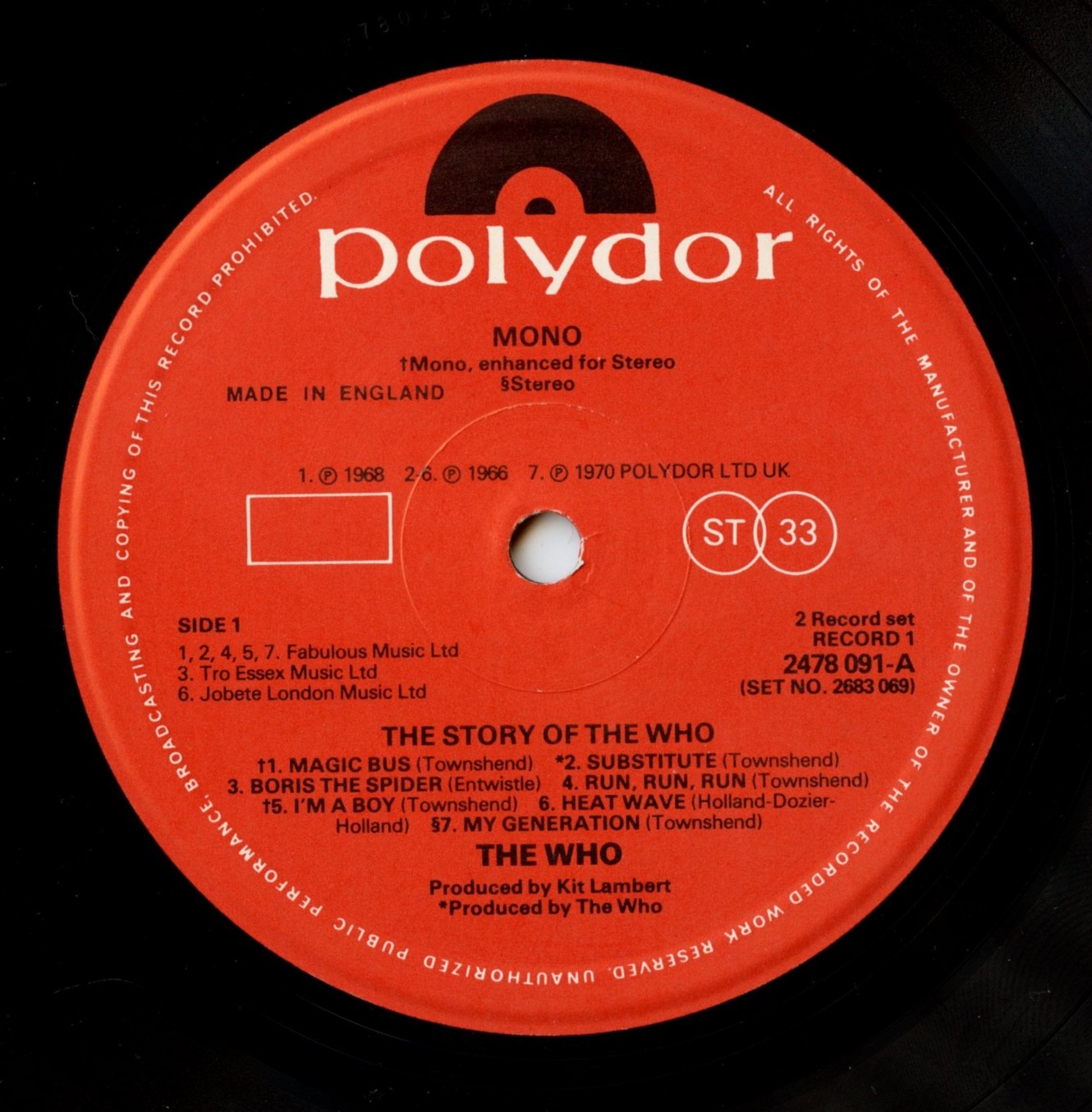 The Who ‎Vinyl The Story Of The Who 1976 UK pressing