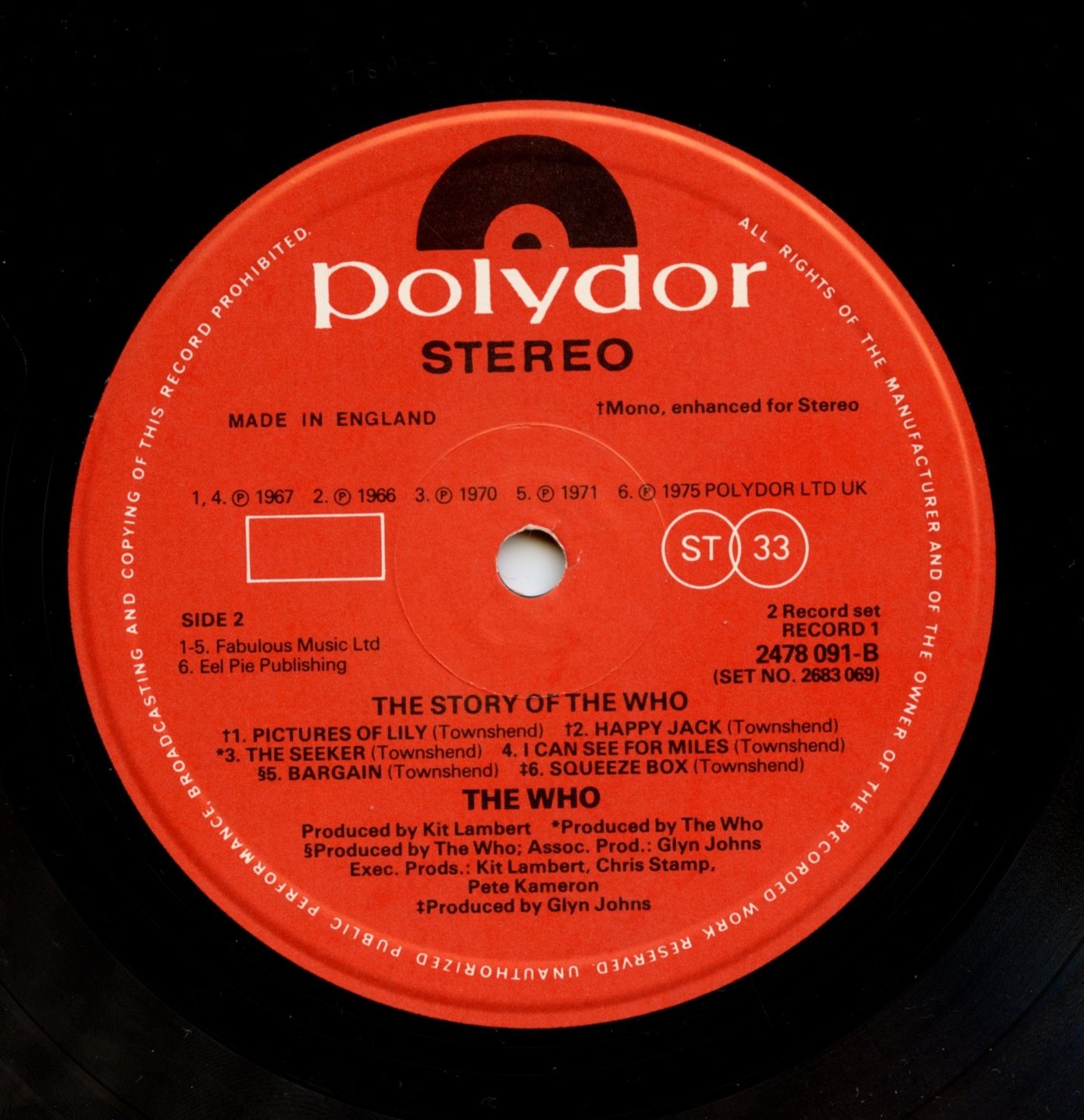 The Who ‎Vinyl The Story Of The Who 1976 UK pressing