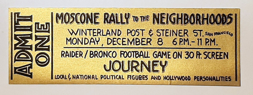 Journey Ticket Vintage 1975 Dec 8 Moscone Rally to the Neighborhood Winterland