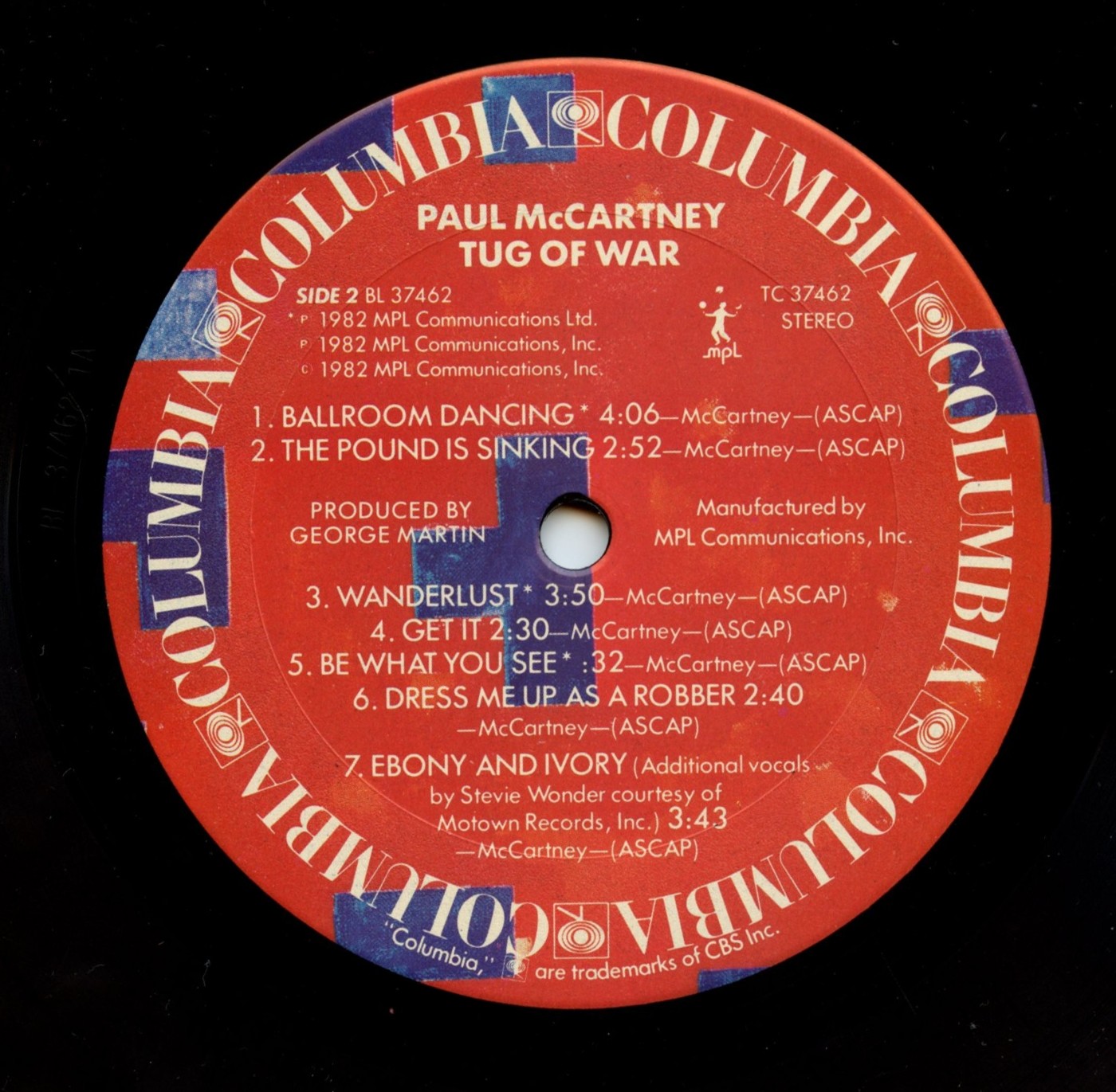 Paul McCartney Vinyl Tug Of War 1982