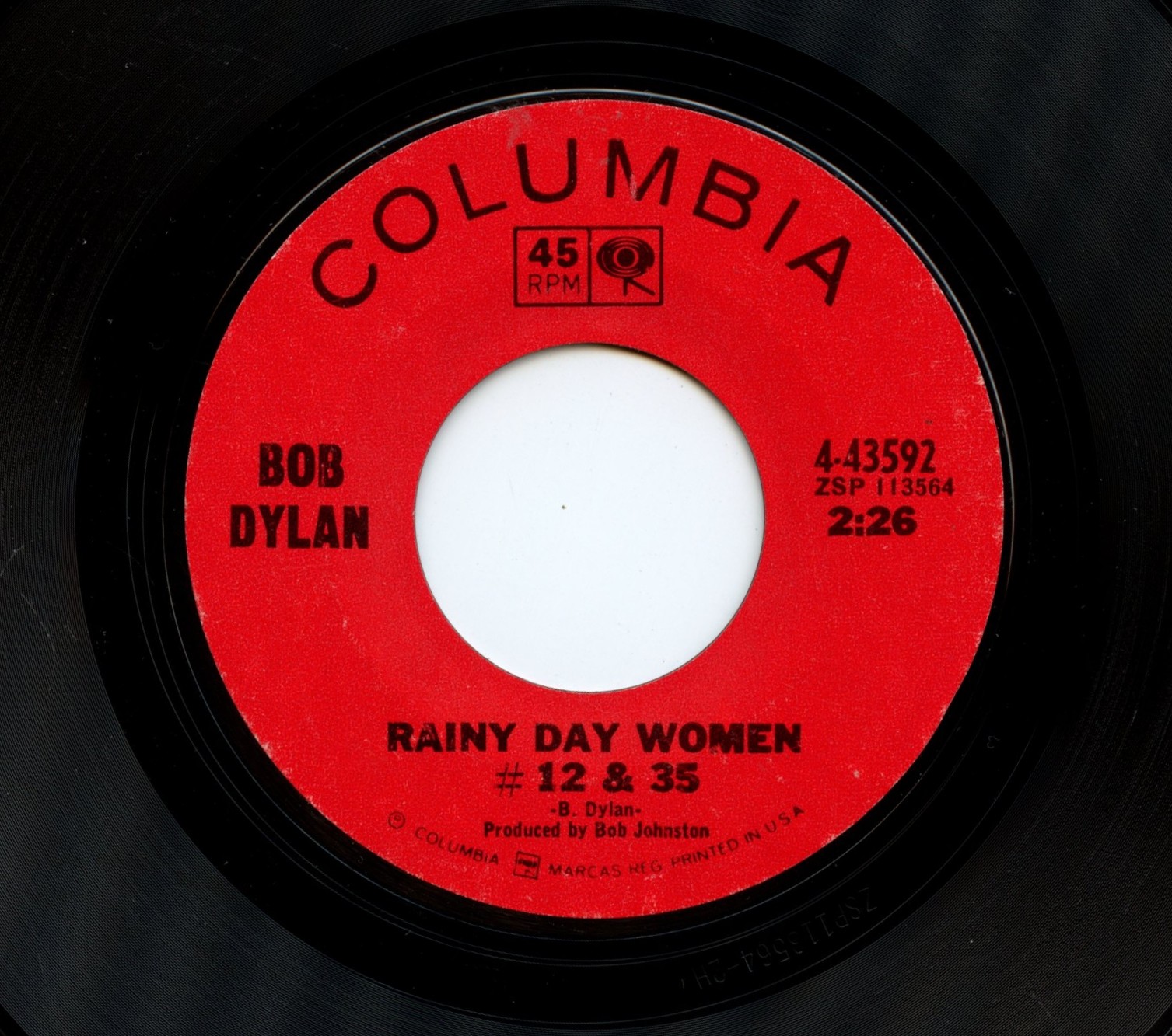 Bob Dylan Vinyl Single Rainy Day Woman #12 & 35 / Pleading My Time 1966