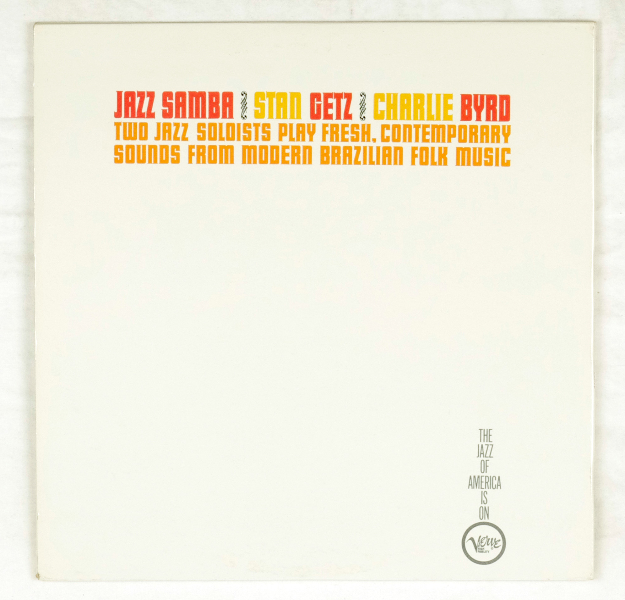 Stan Getz and Charlie Byrd ‎Vinyl Jazz Samba 1962