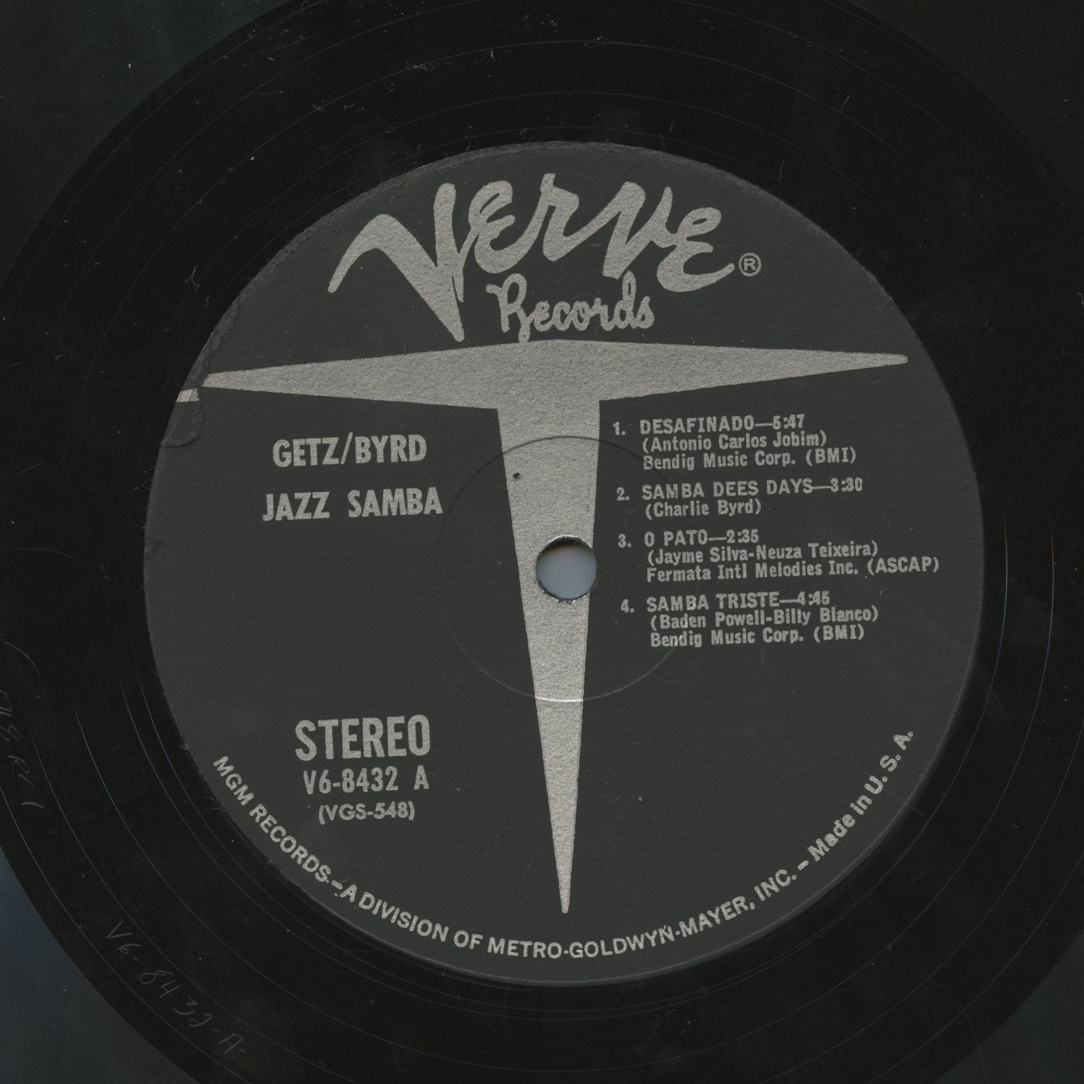 Stan Getz and Charlie Byrd ‎Vinyl Jazz Samba 1962