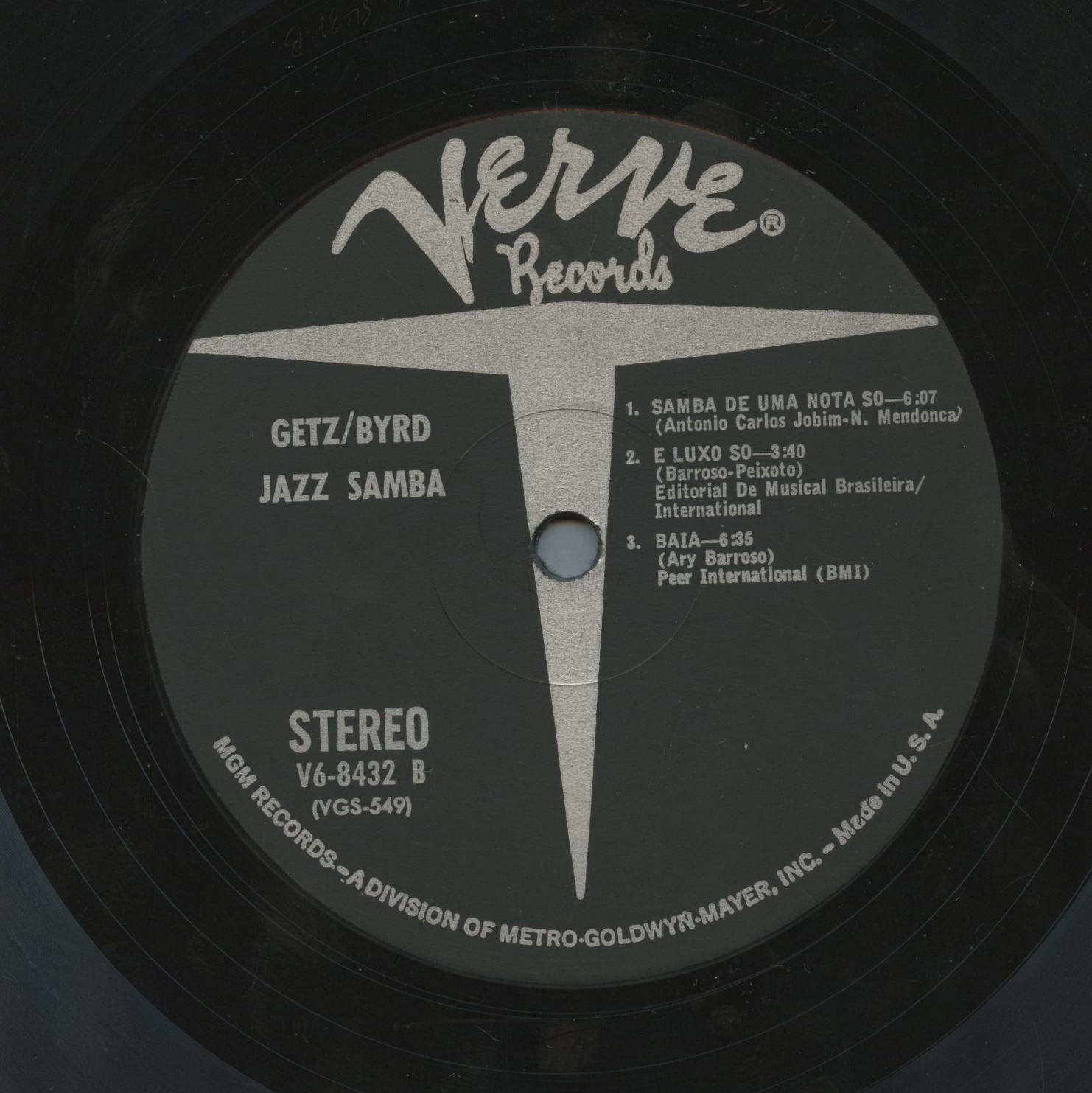 Stan Getz and Charlie Byrd ‎Vinyl Jazz Samba 1962