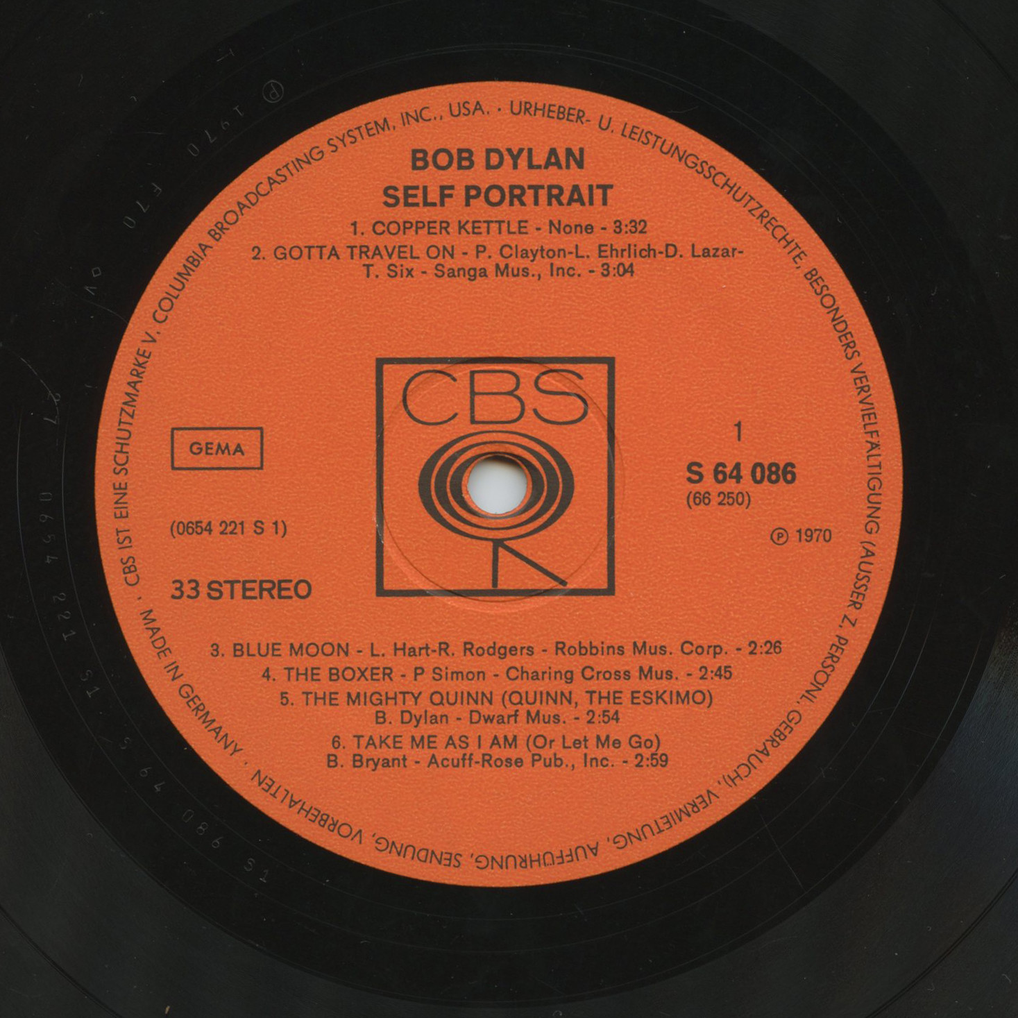 Bob Dylan Vinyl Self Portrait 1970