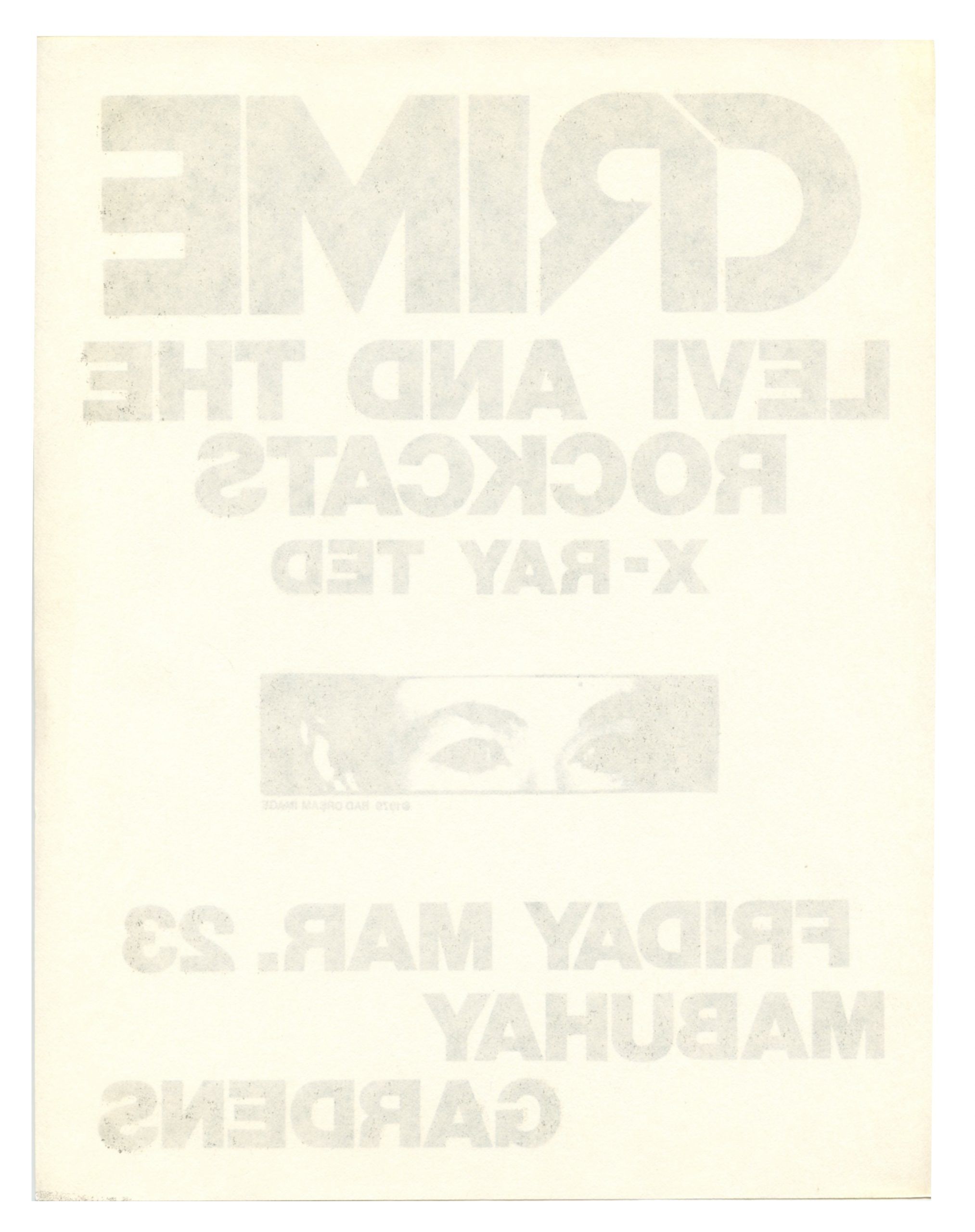 Crime Early American Punk Band Handbill 1978 March 23 Mabuhay Gardens