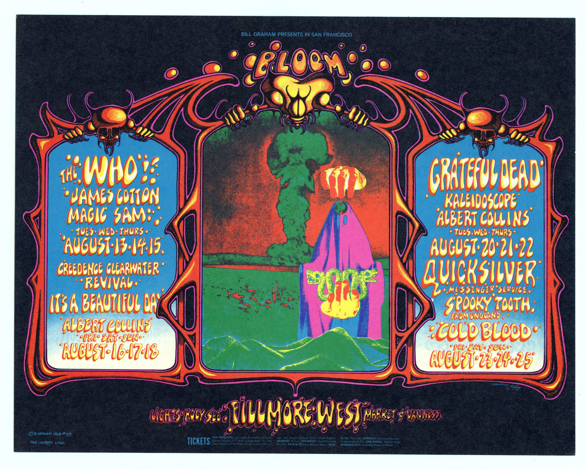 BG 133 Postcard  WHO Creedence Clearwater Revival 1968 Aug 13