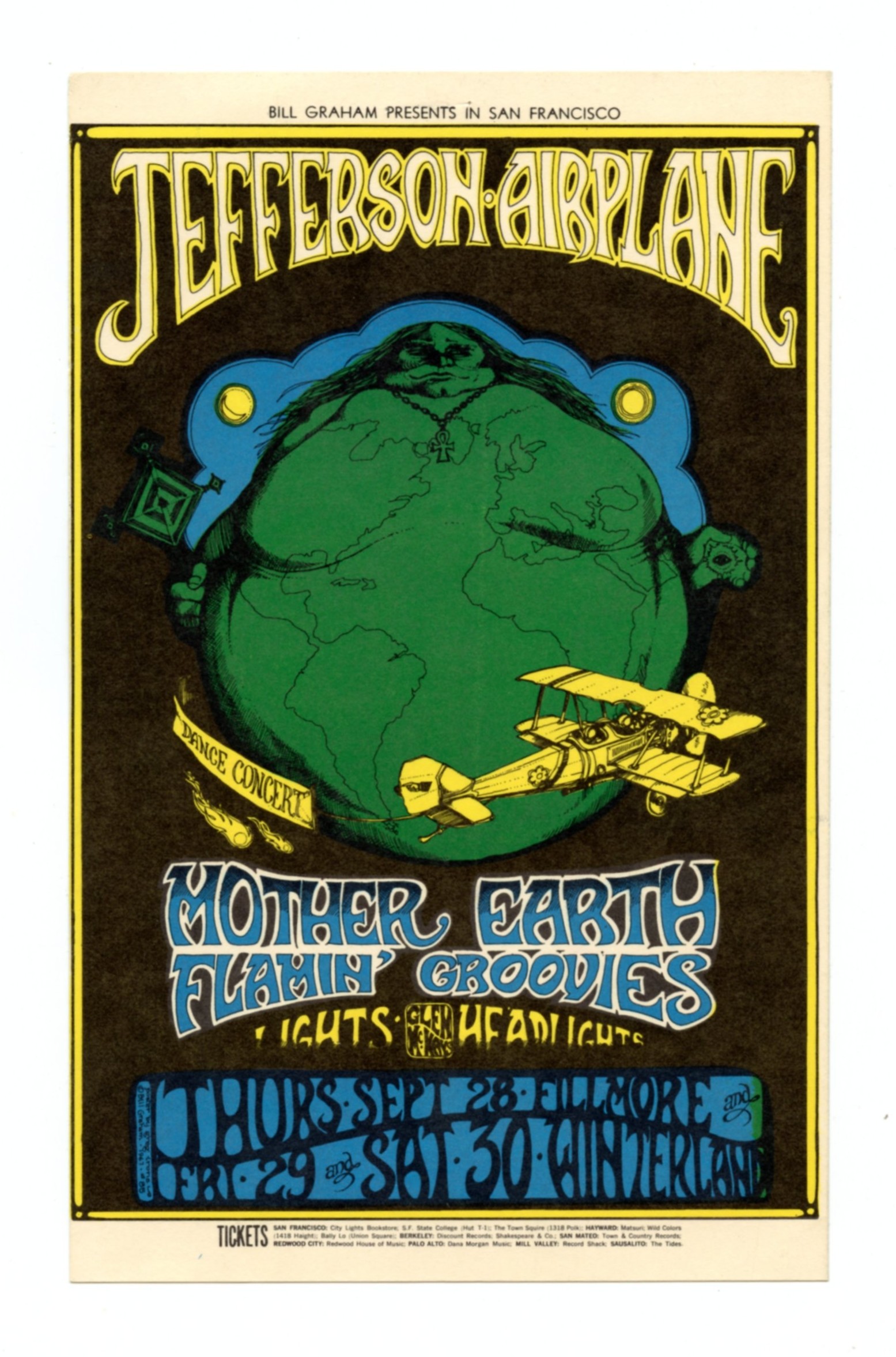 BG  85 Postcard Blank Back Jefferson Airplane Mother Earth 1967 Sep 28