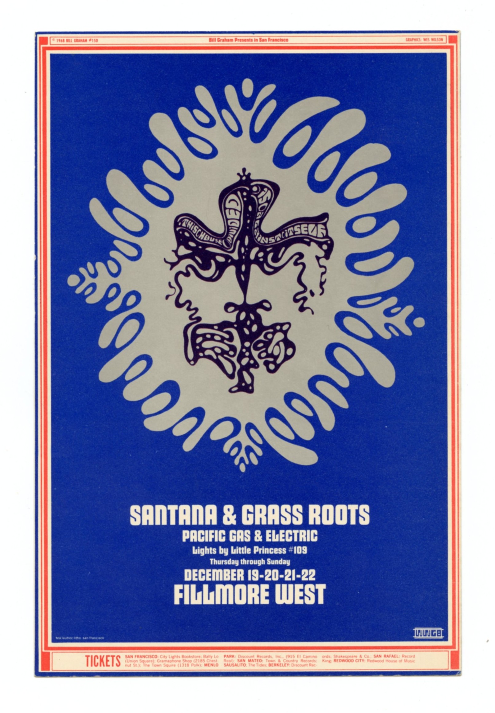 BG 150 Postcard Santana Grass Root 1968 Dec 19
