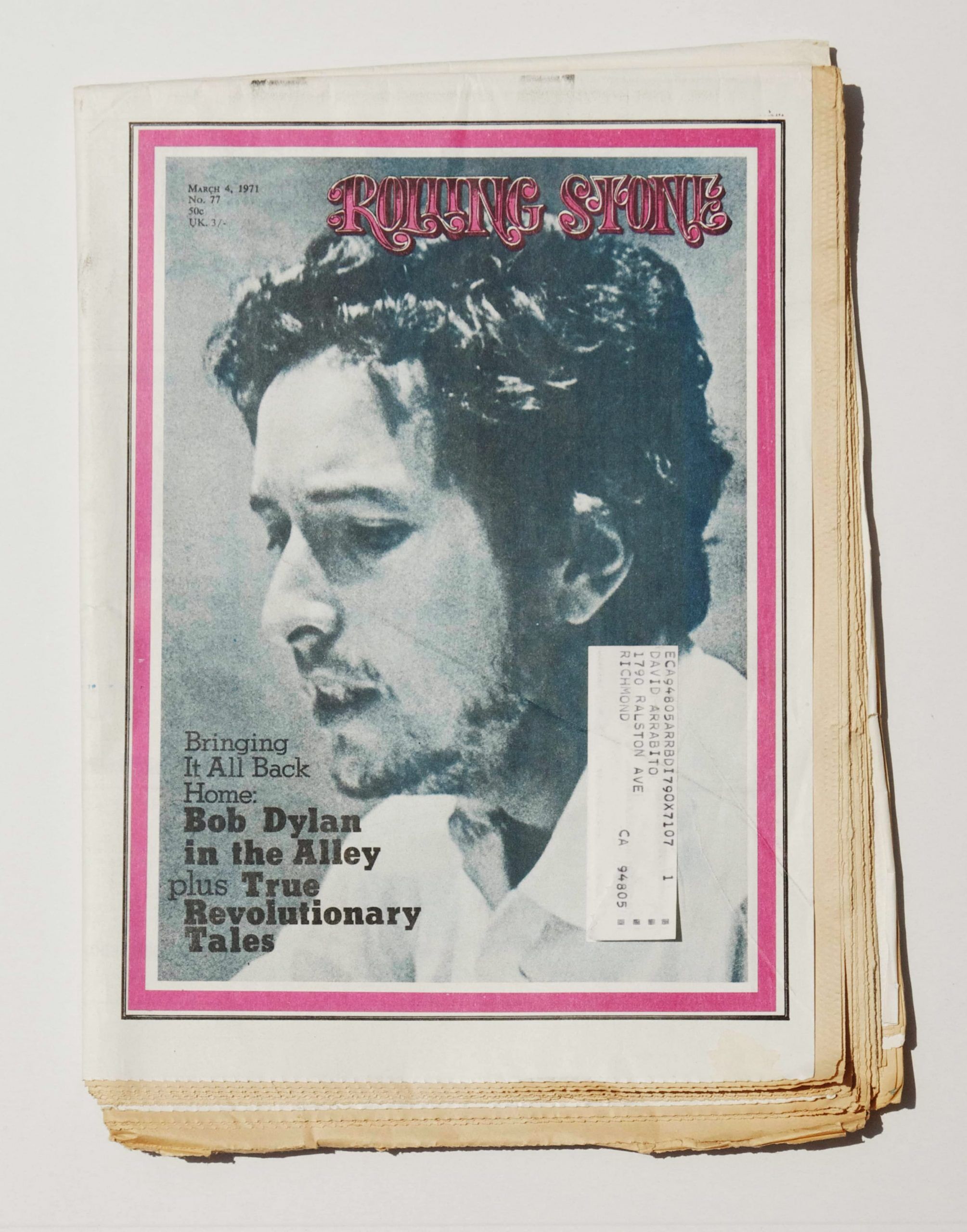 Rolling Stone Magazine Back Issue 1971 Mar 4 No. 77 Bob Dylan 