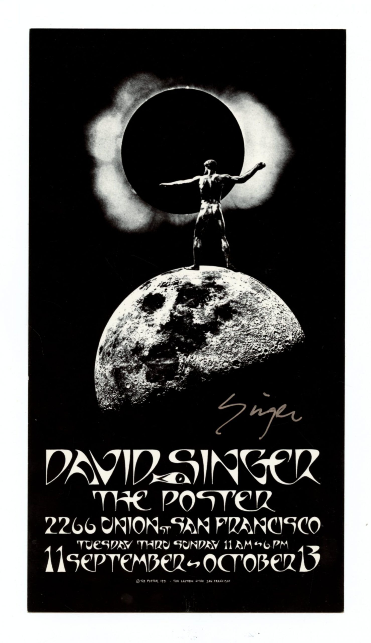 David Singer signed Postcard 1971 San Francisco Exhibition Promotion