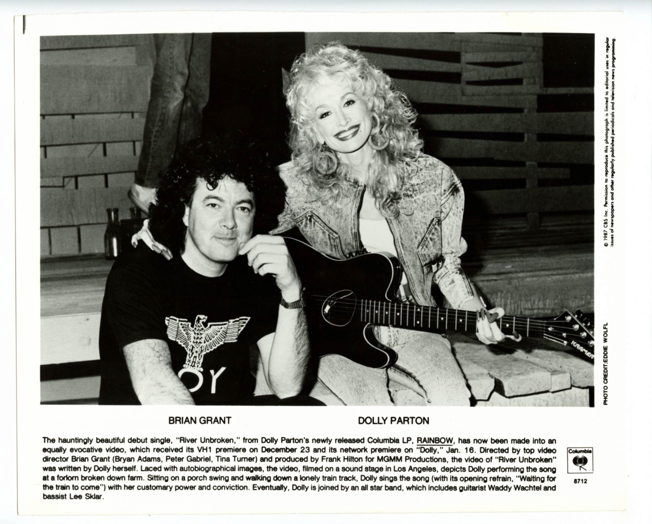 Dolly Parton Photo w/ Brian Grant 1987 Columbia Records