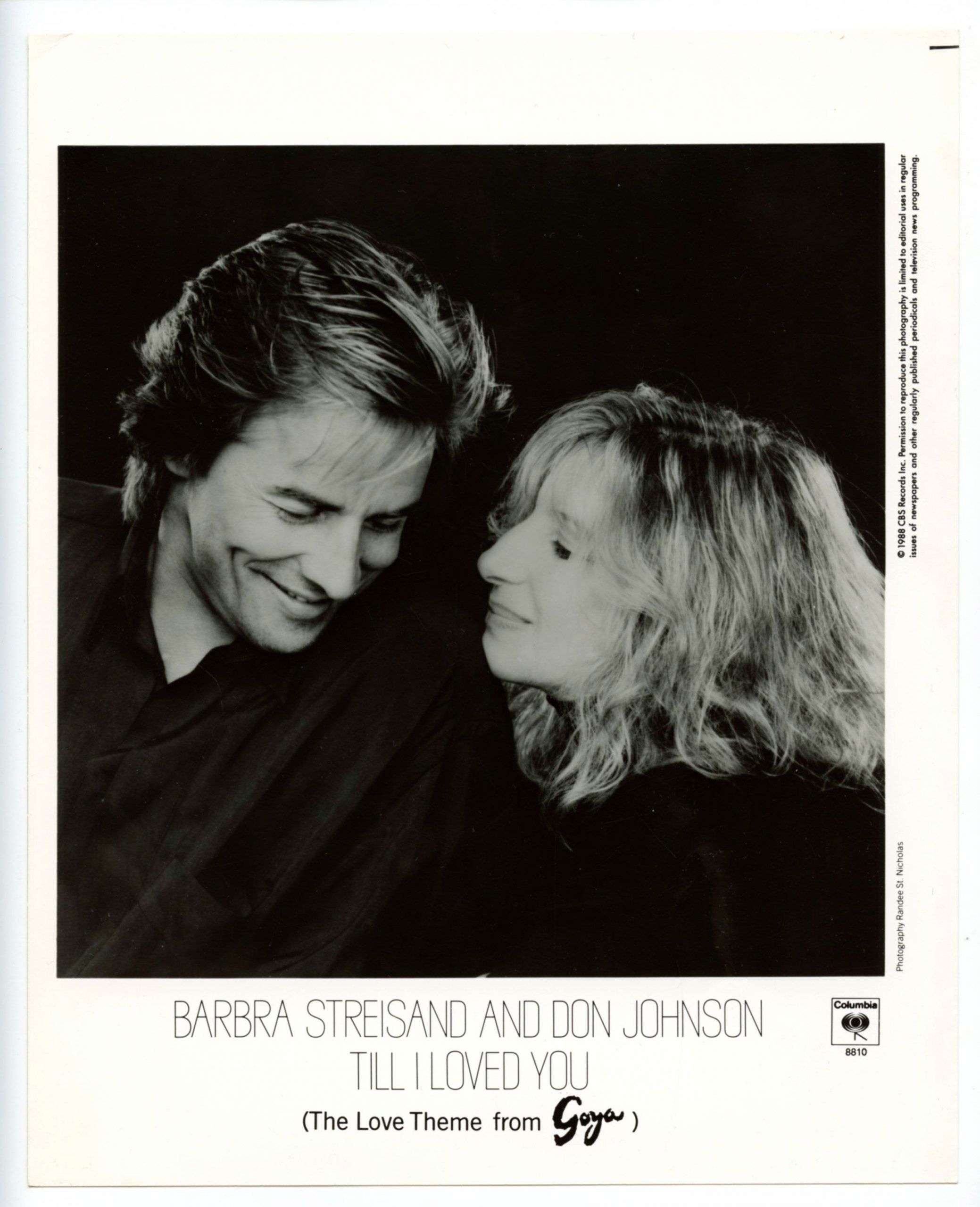 Barbra Streisand Don Johnson Photo 1988 Columbia Records
