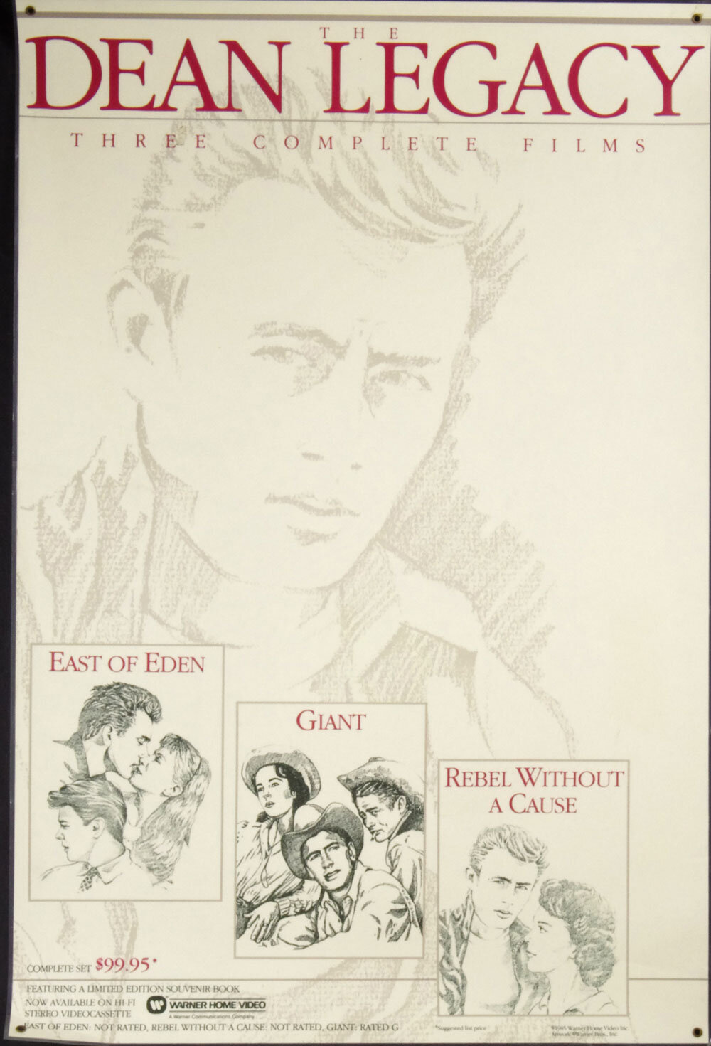 James Dean Poster 1985 The Dean Legacy Home Video Promotion Laminated
