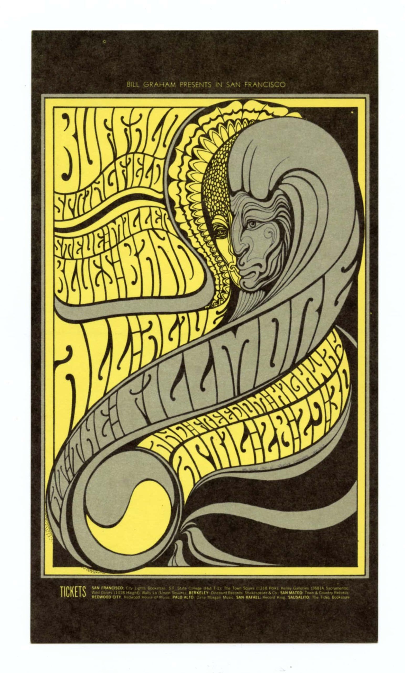 BG  61 Postcard Buffalo Springfield Steve Miller 1967 Apr 28