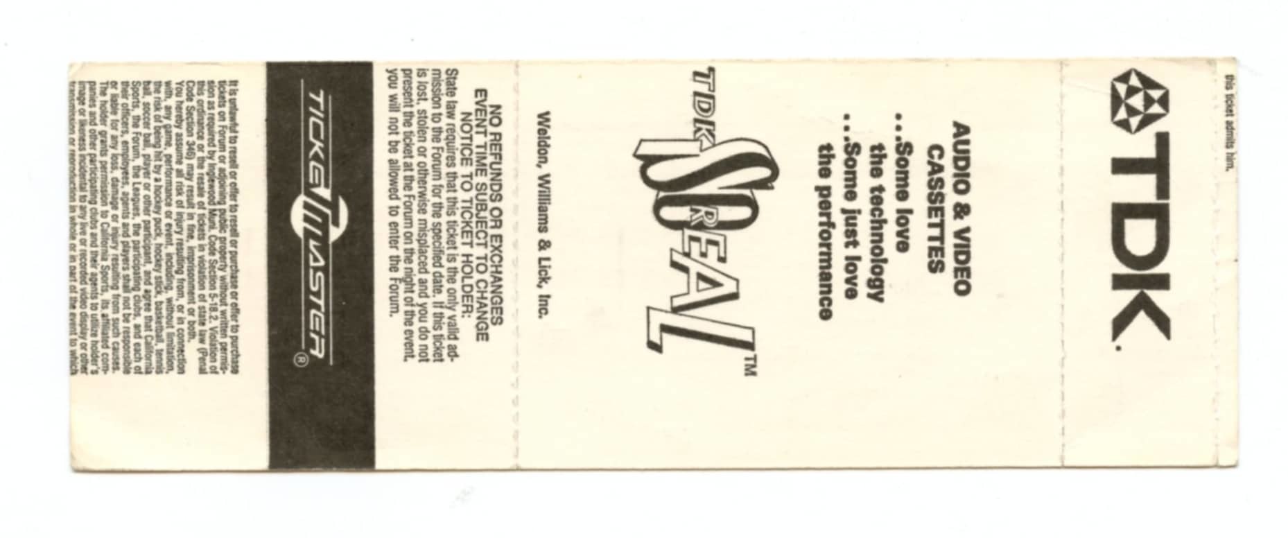 Grateful Dead Ticket Vintage 1989 Feb 11 Great Western Forum Complimentary