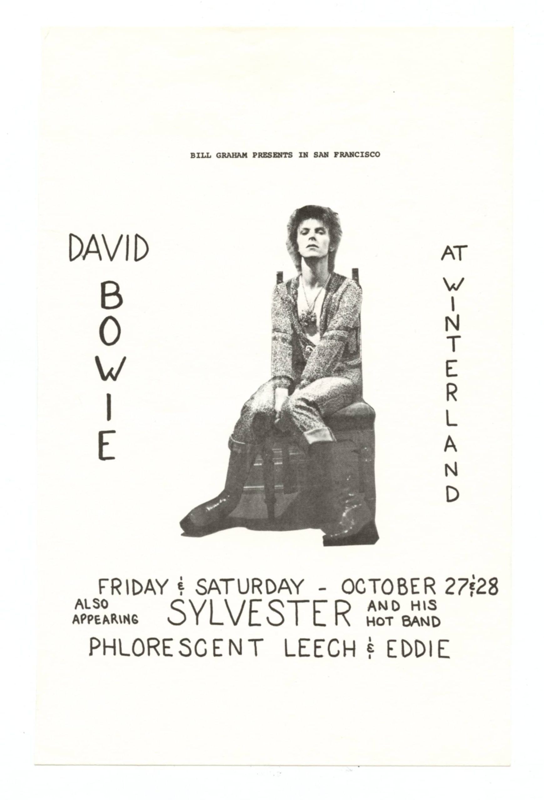 David Bowie Handbill 1972 Oct 27 Winterland San Francisco