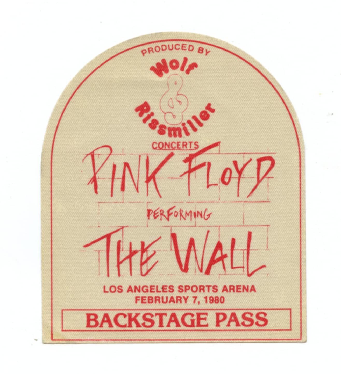 Pink Floyd Backstage Pass 1980 Feb 7 Los Angeles Sports Arena The Wall Tour