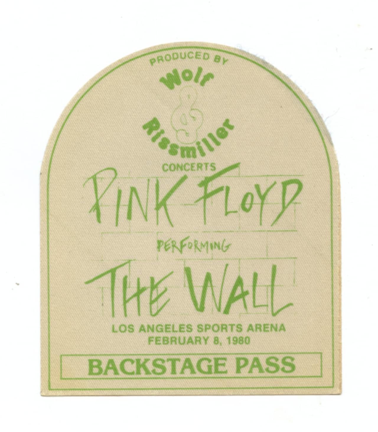 Pink Floyd Backstage Pass 1980 Feb 8 Los Angeles Sports Arena The Wall Tour