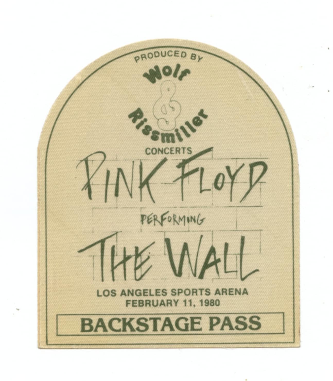 Pink Floyd Backstage Pass 1980 Feb 11 Los Angeles Sports Arena The Wall Tour