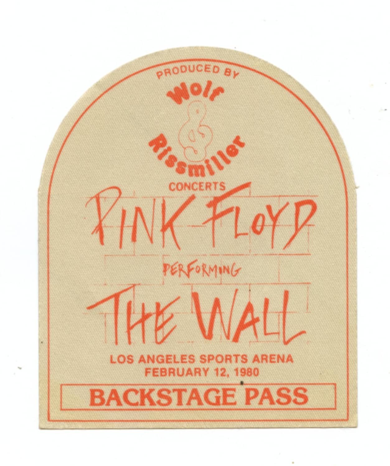 Pink Floyd Backstage Pass 1980 Feb 12 Los Angeles Sports Arena The Wall Tour