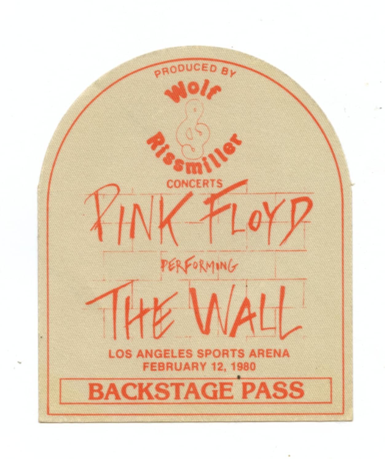 Pink Floyd Backstage Pass 1980 Feb 12 Los Angeles Sports Arena The Wall Tour