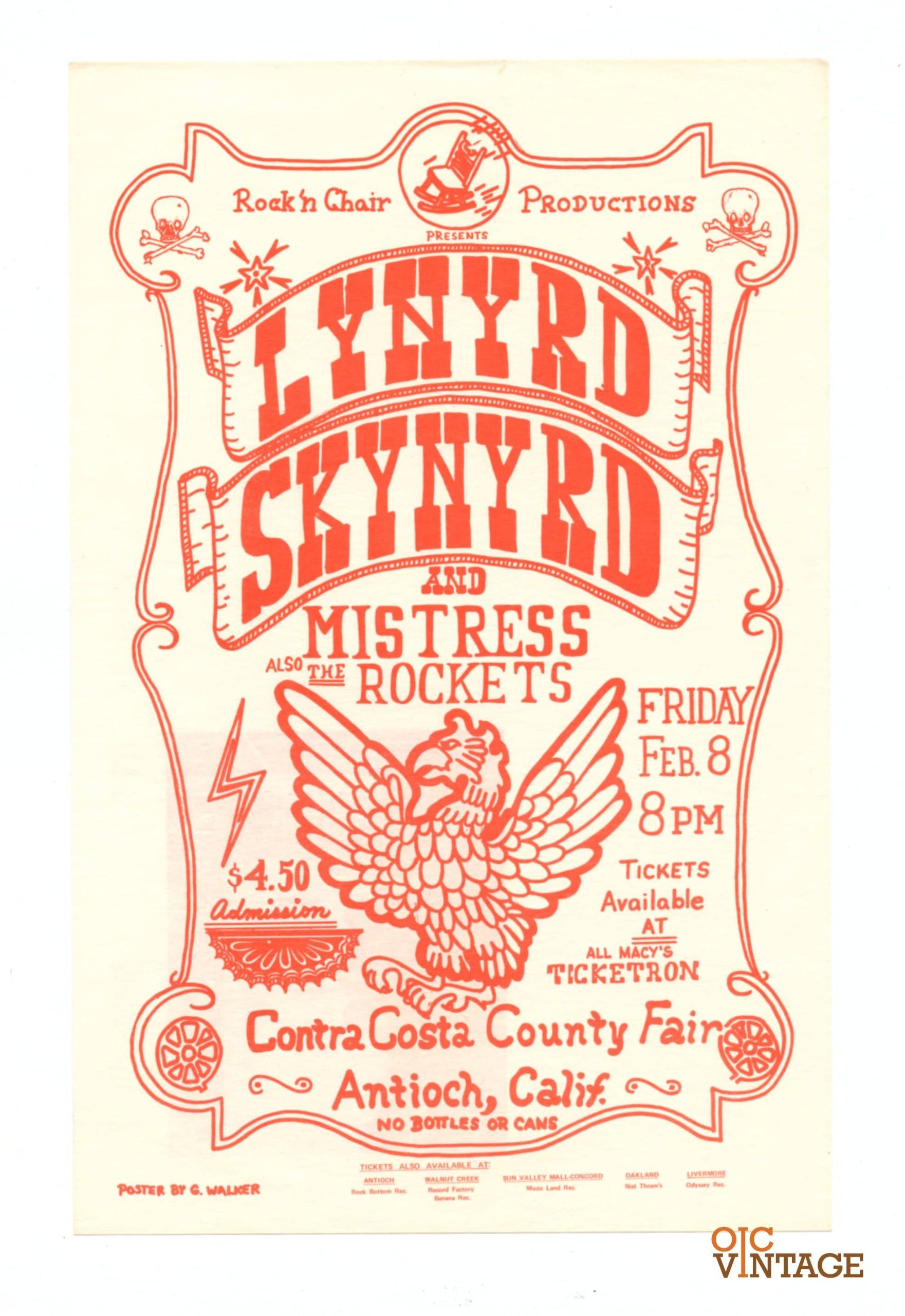 Lynyrd Skynyrd Handbill 1974 Feb 8 Contra Costa County Fair Antioch Fairgrounds