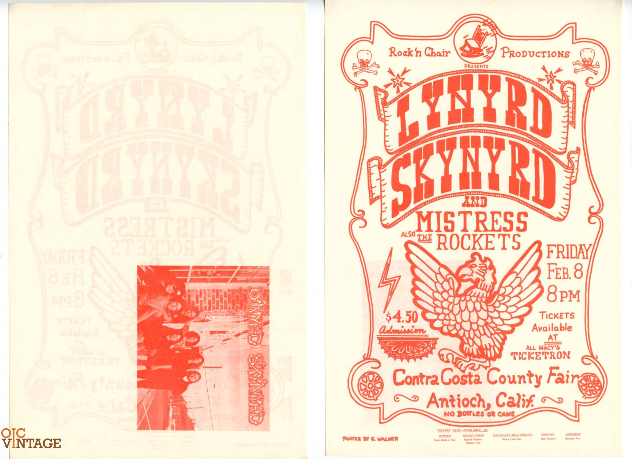 Lynyrd Skynyrd Handbill 1974 Feb 8 Contra Costa County Fair Antioch Fairgrounds
