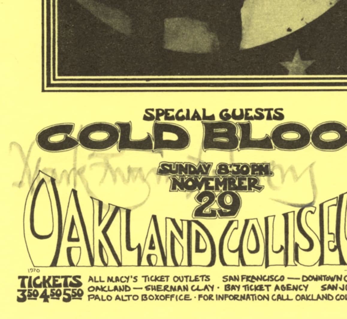 Three Dog Night Handbill w/ Cold Blood 1970 Nov 29 Oakland Coliseum Mark T Behrens signed