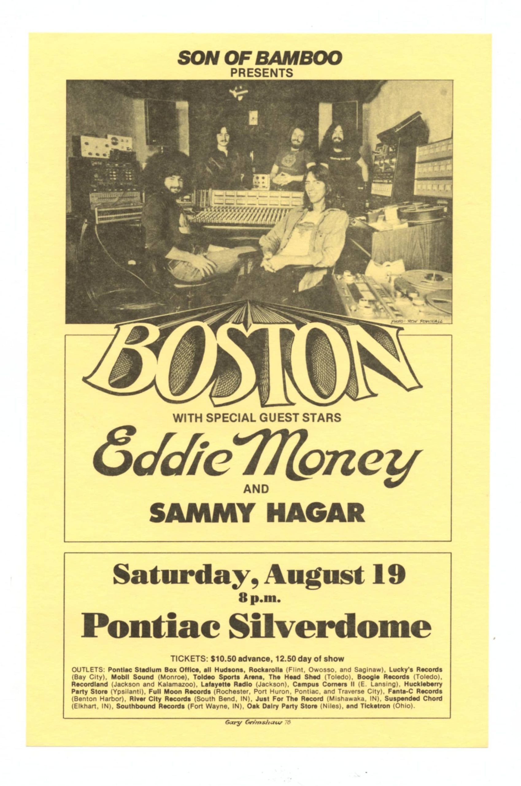 Boston Handbill w/ Eddie Money Sammy Hagar 1978 Aug 19 Pontiac Silverdome