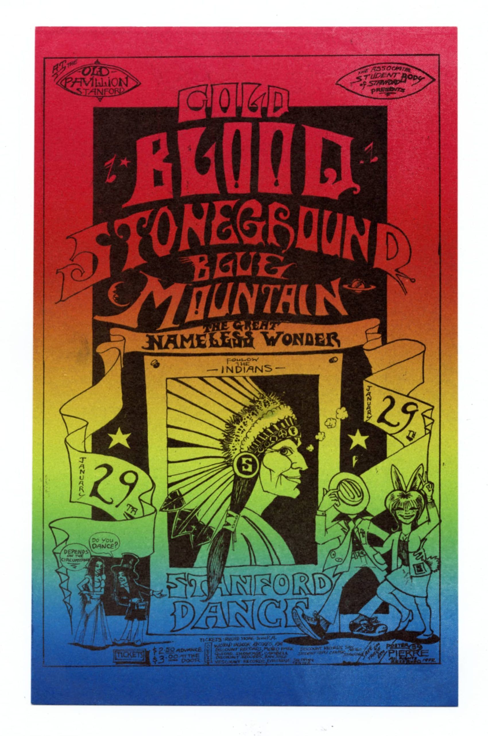 Cold Blood Handbill w/ Stoneground 1972 Jan 29 Old Stanford Pavilion
