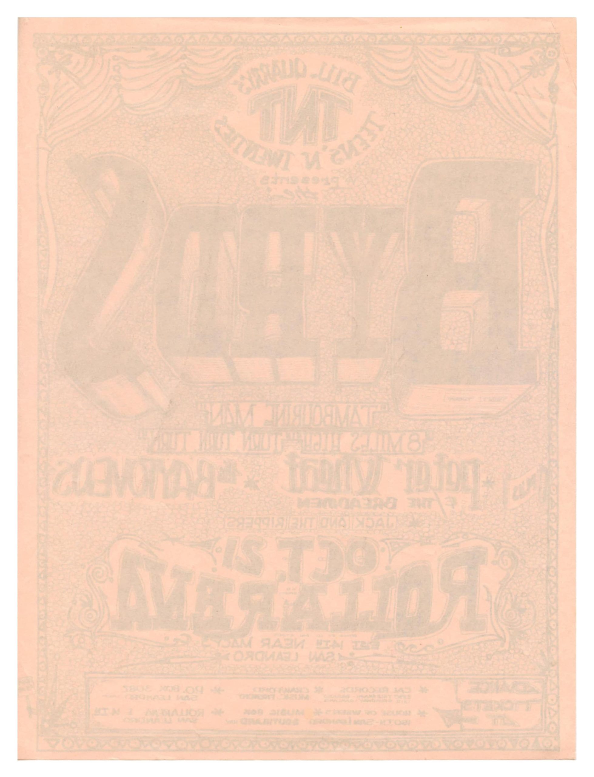 Bill Quarry's Handbill The Byrds 1966 Oct 21 Hayward AOR 2.297