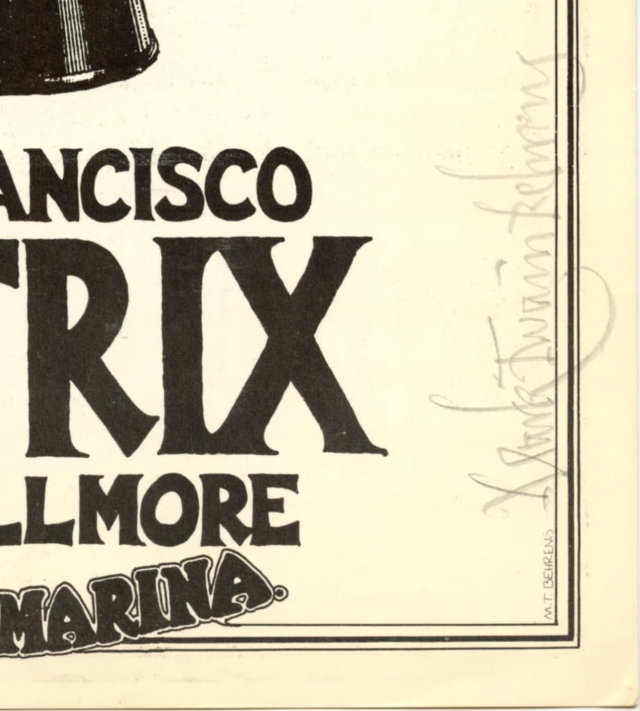 Matrix San Francisco Club Menu Design 1970 Mark T. Behrens Signed
