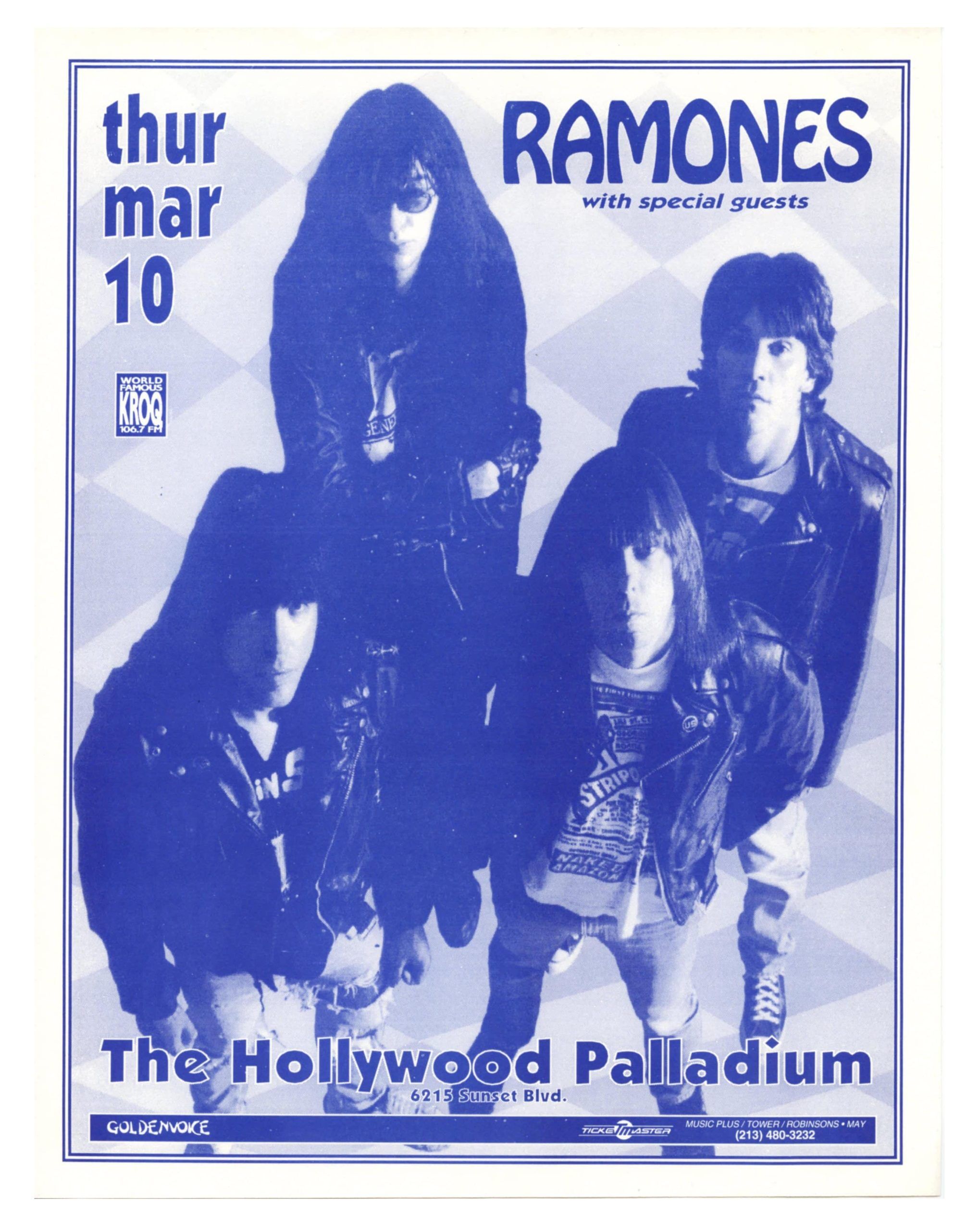 Ramones Handbill 1995 Mach 10 Hollywood Palladium