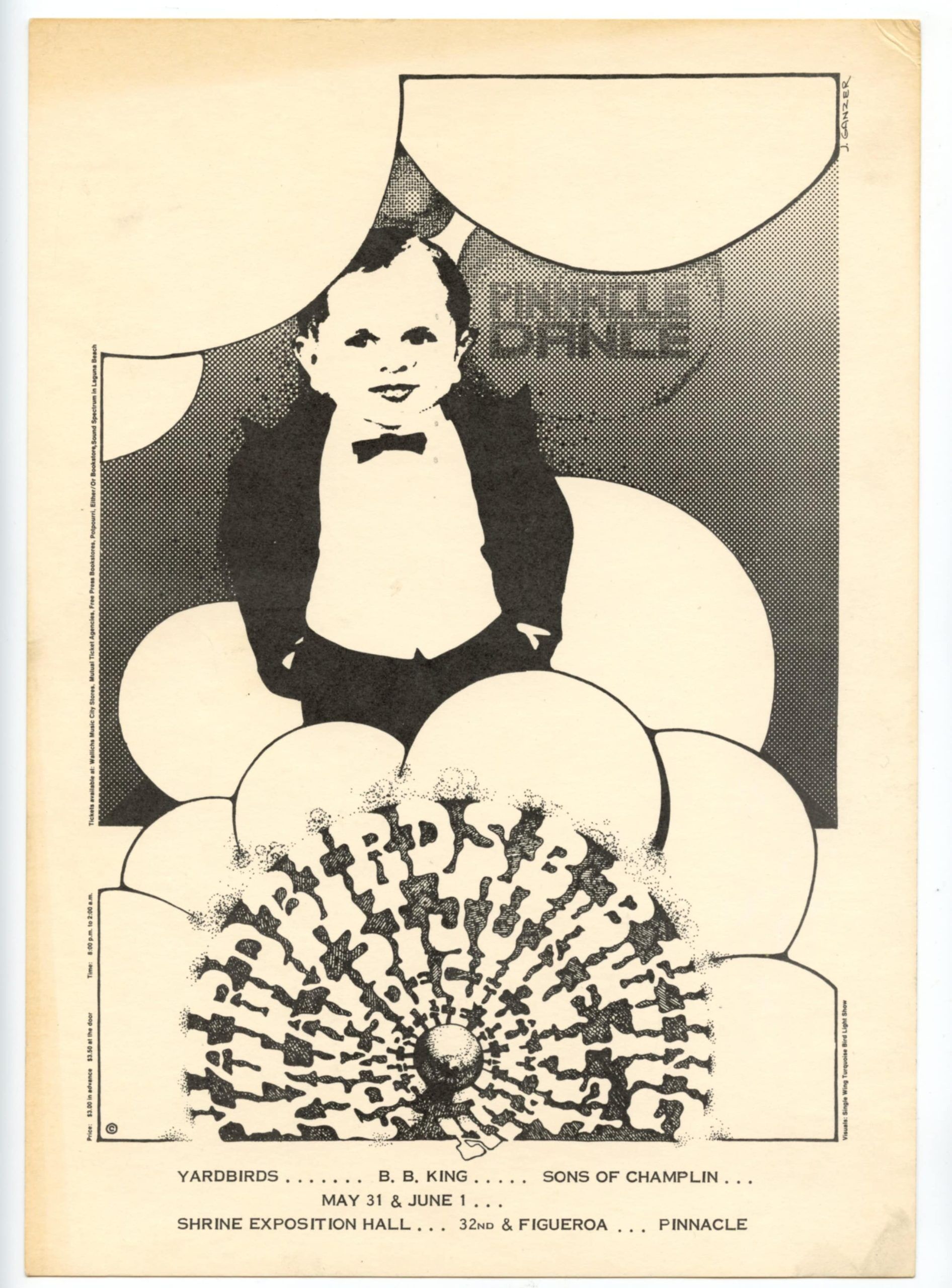 Yardbirds B.B. King Sons of Champlin Handbill 1968 Shrine Exposition Hall