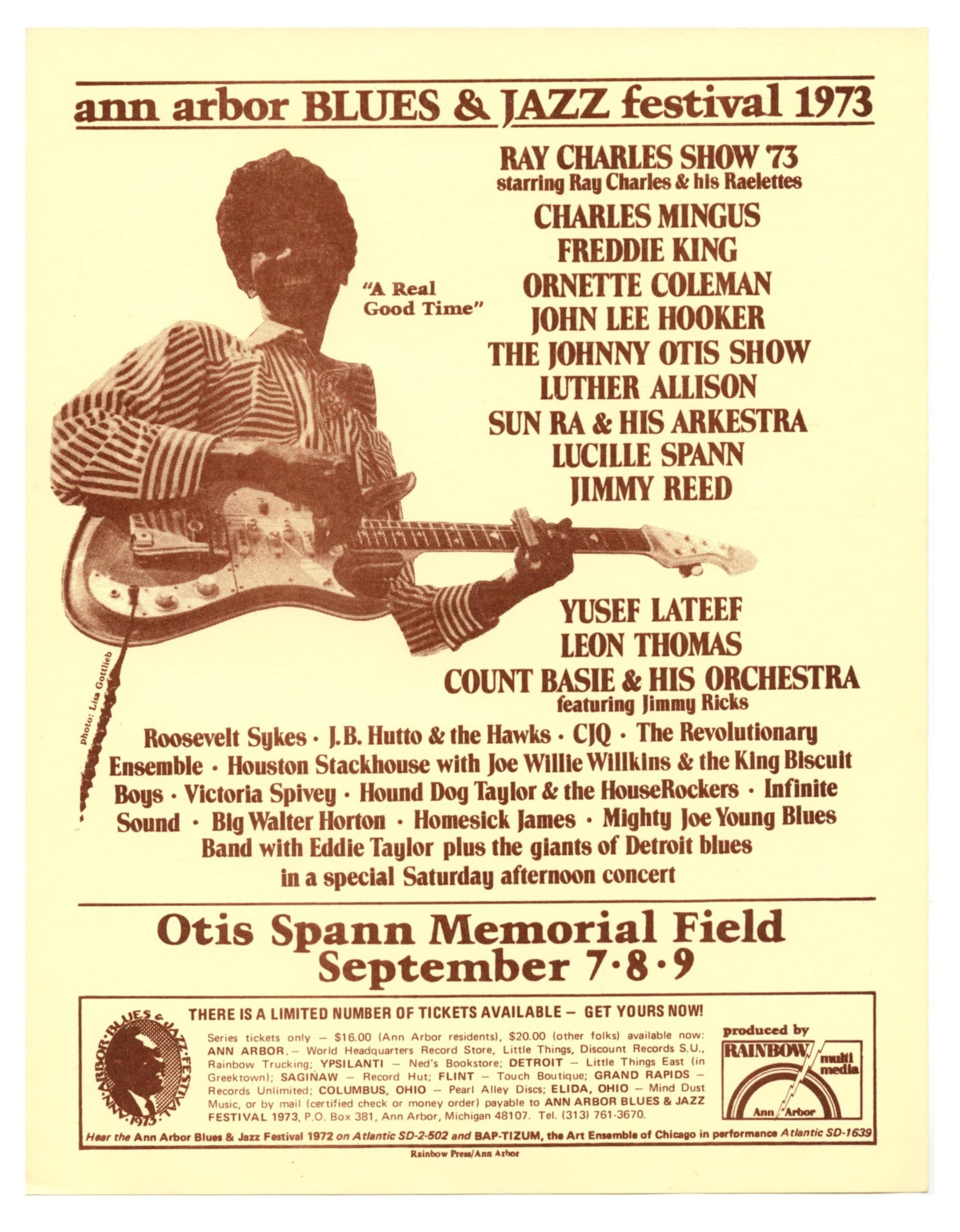 Blues and Jazz Festival Handbill 1972 Otis Spann Memorial Ann Arbor 