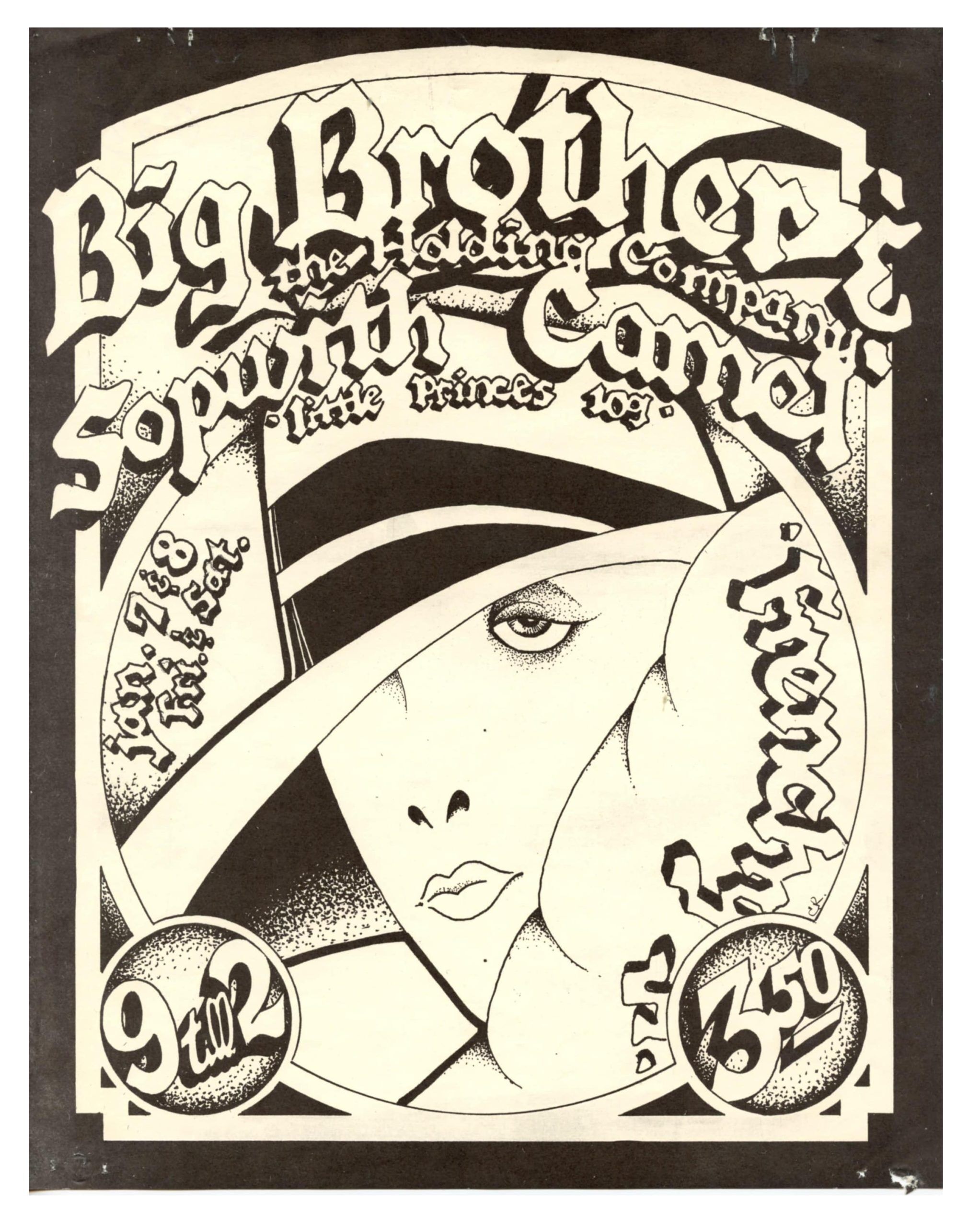 Big Brother and The Holding Company Handbill 1972 Jan 7 Hayward