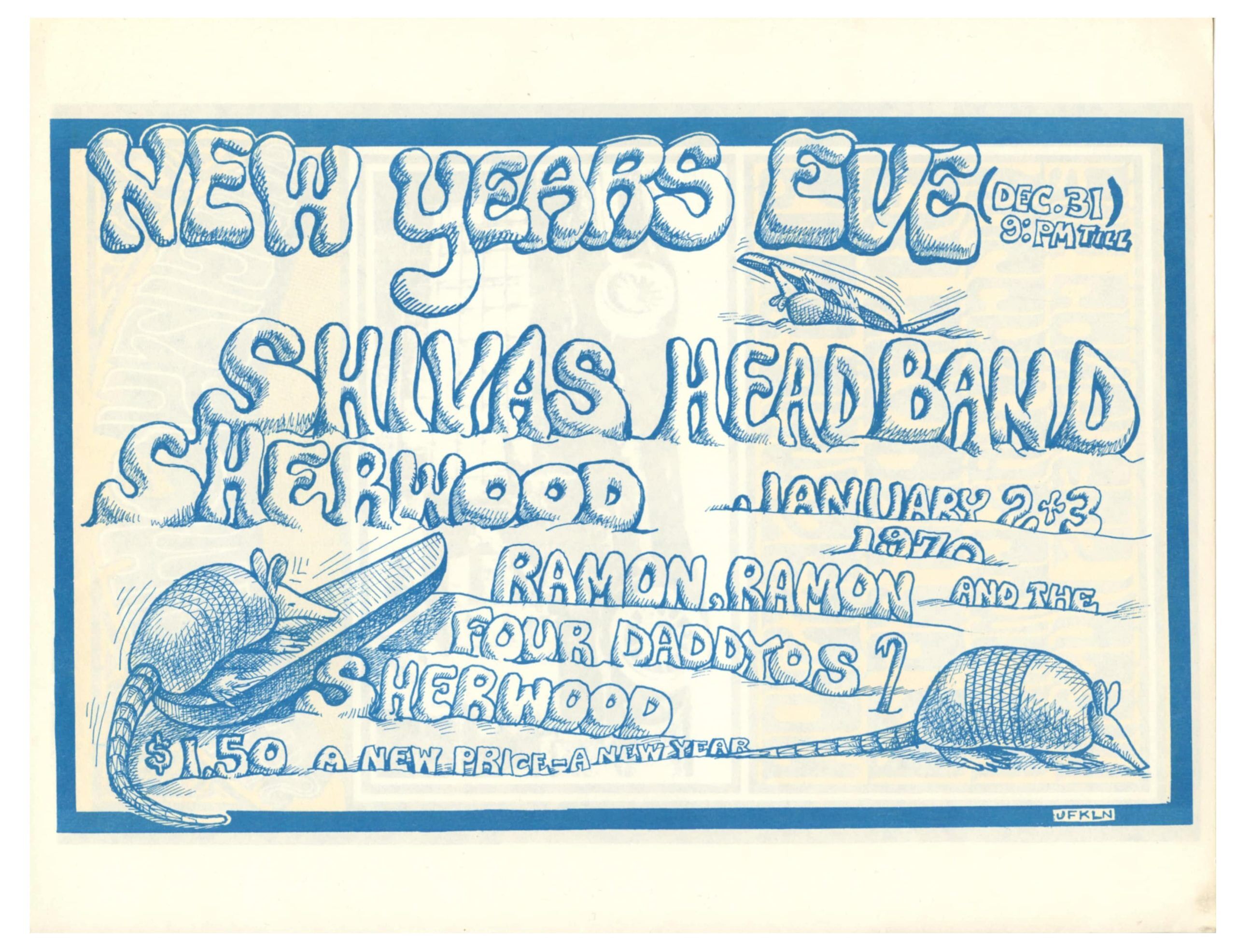 Jim Hart and Jim Franklin Handbill 2 sided 1969 Vulcan Gas Company Austin