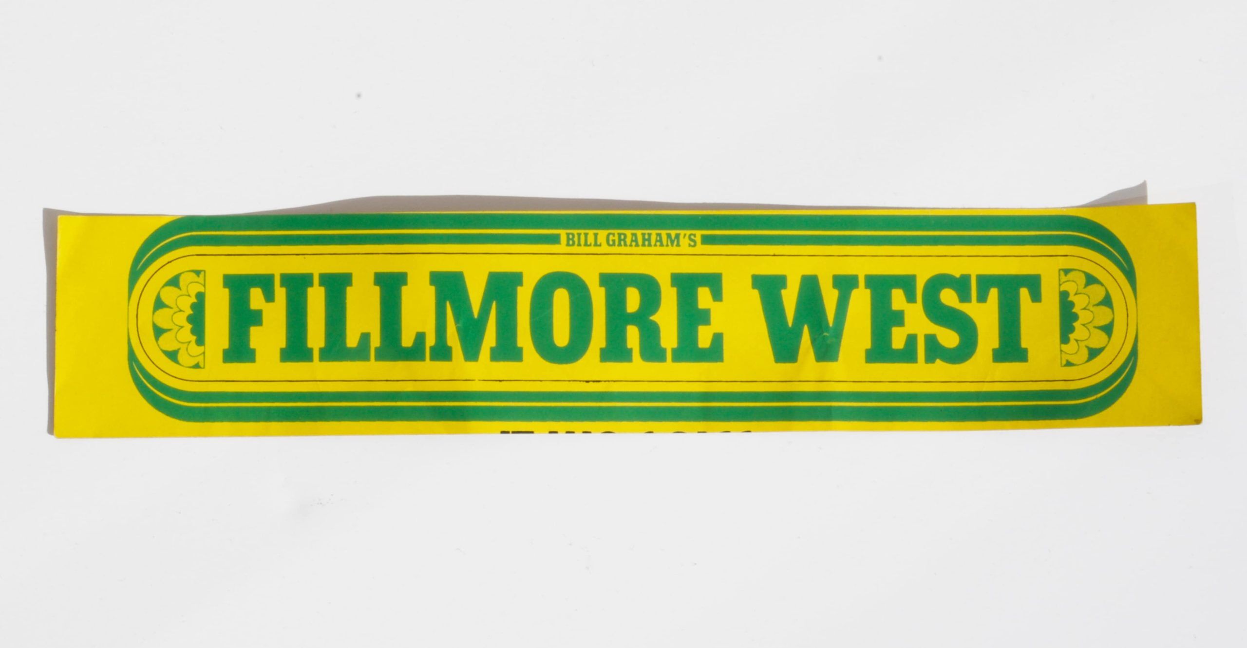 Bill Graham Fillmore West Sticker 1970 Narrow Cut Version