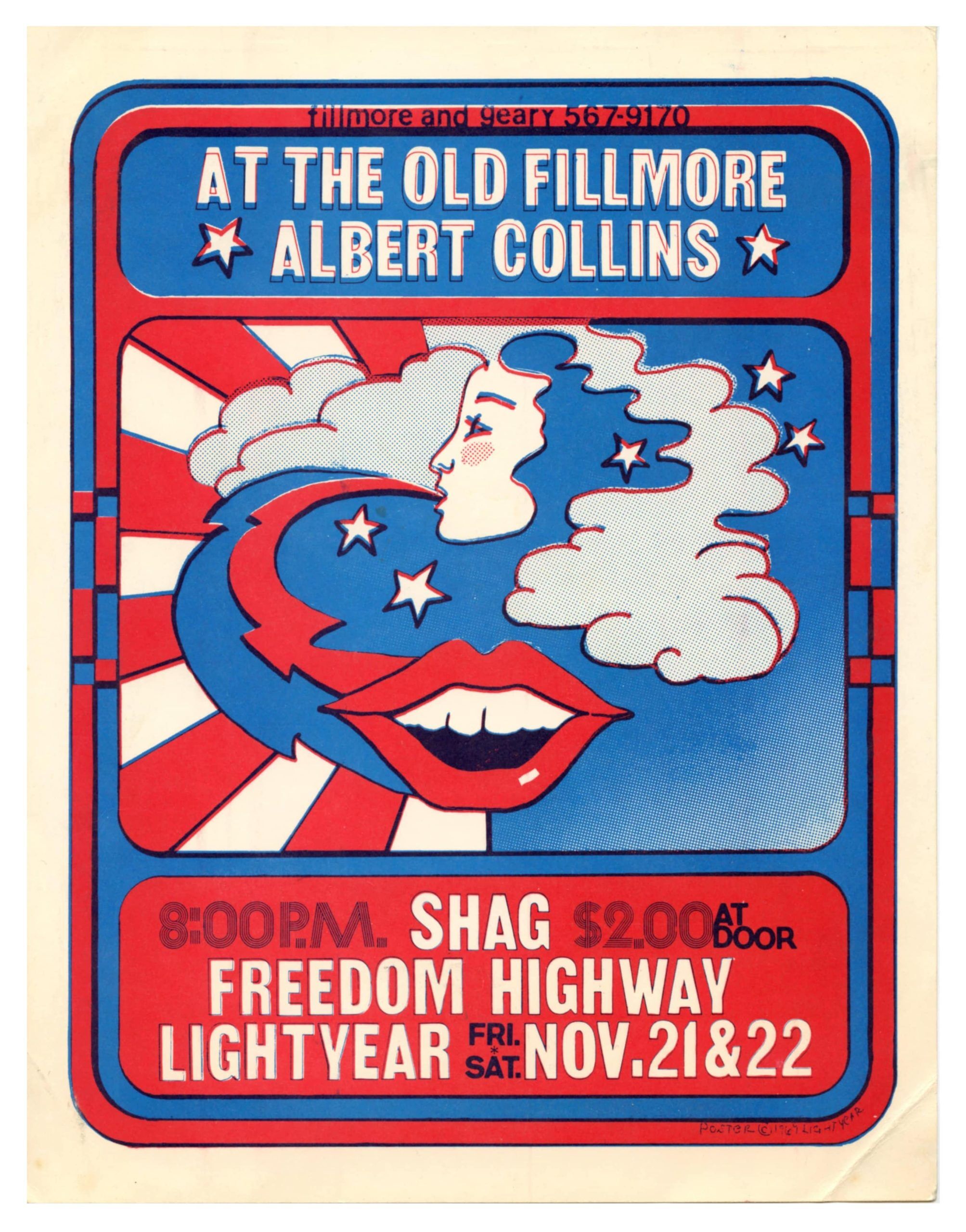 Albert Collins Handbill w/ Shag Freedom Highway 1969 The Old Fillmore