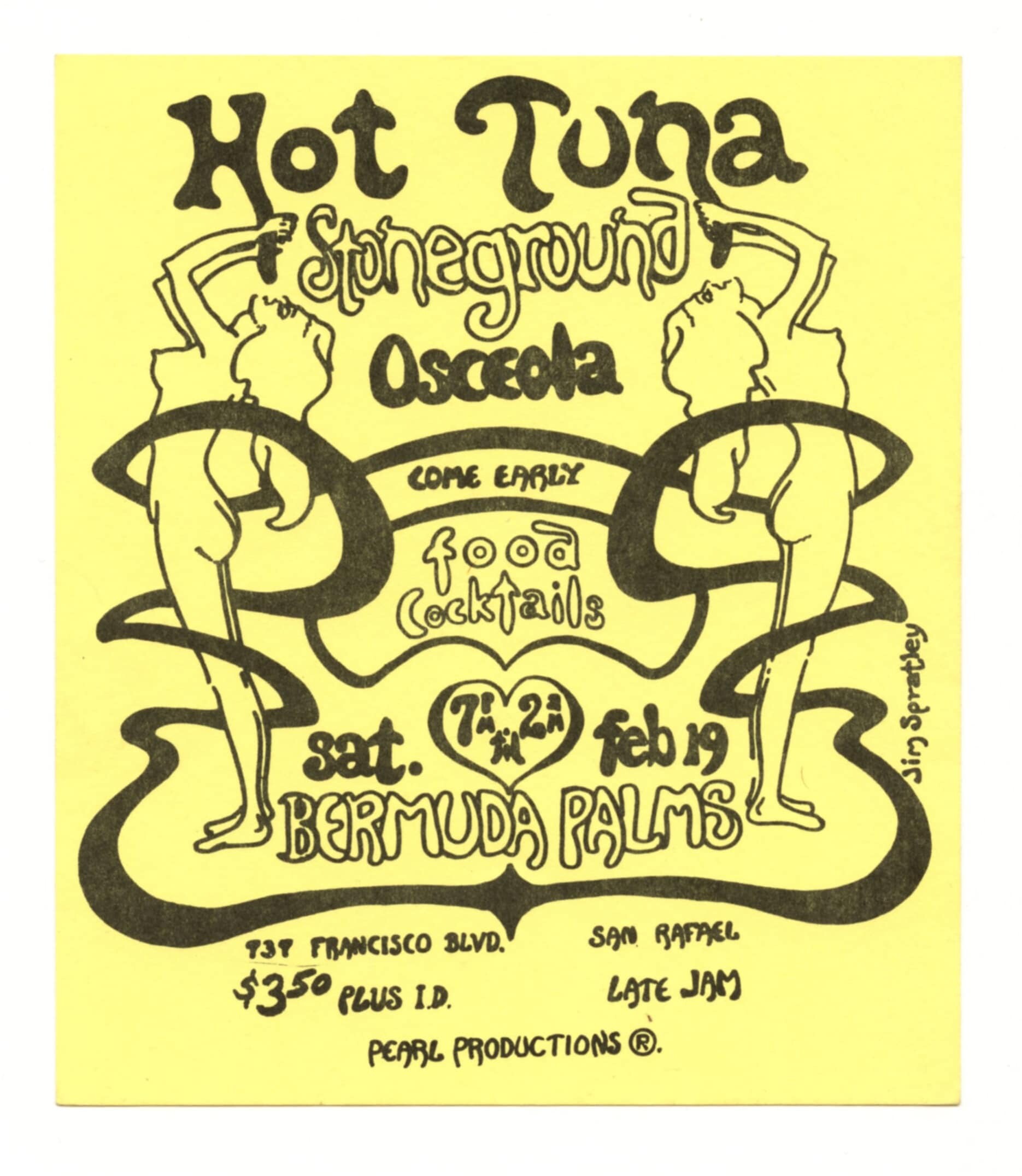 Hot Tuna Stoneground Handbill 1972 Feb 19 Bermuda Palms San Rafael