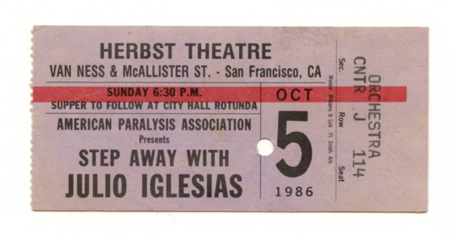 Julio Iglesias Ticket Vintage Stub 1986 Oct 5 Herbst Theatre San Francisco 