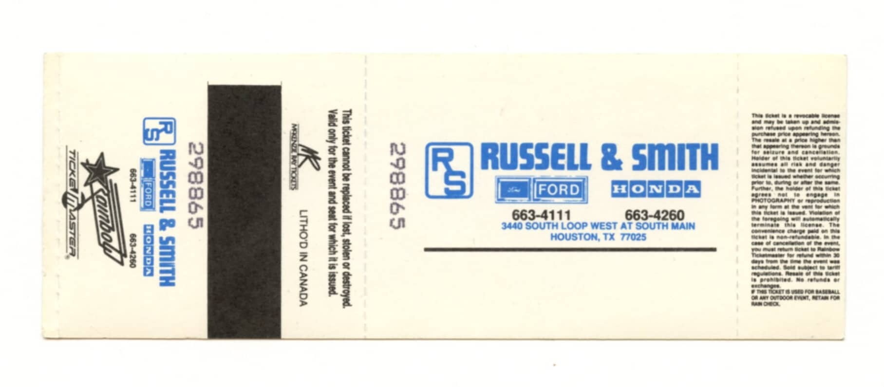 Butthole Suffers Ticket Stub 1991 Apr 12 the Unicorn Ballard Houston