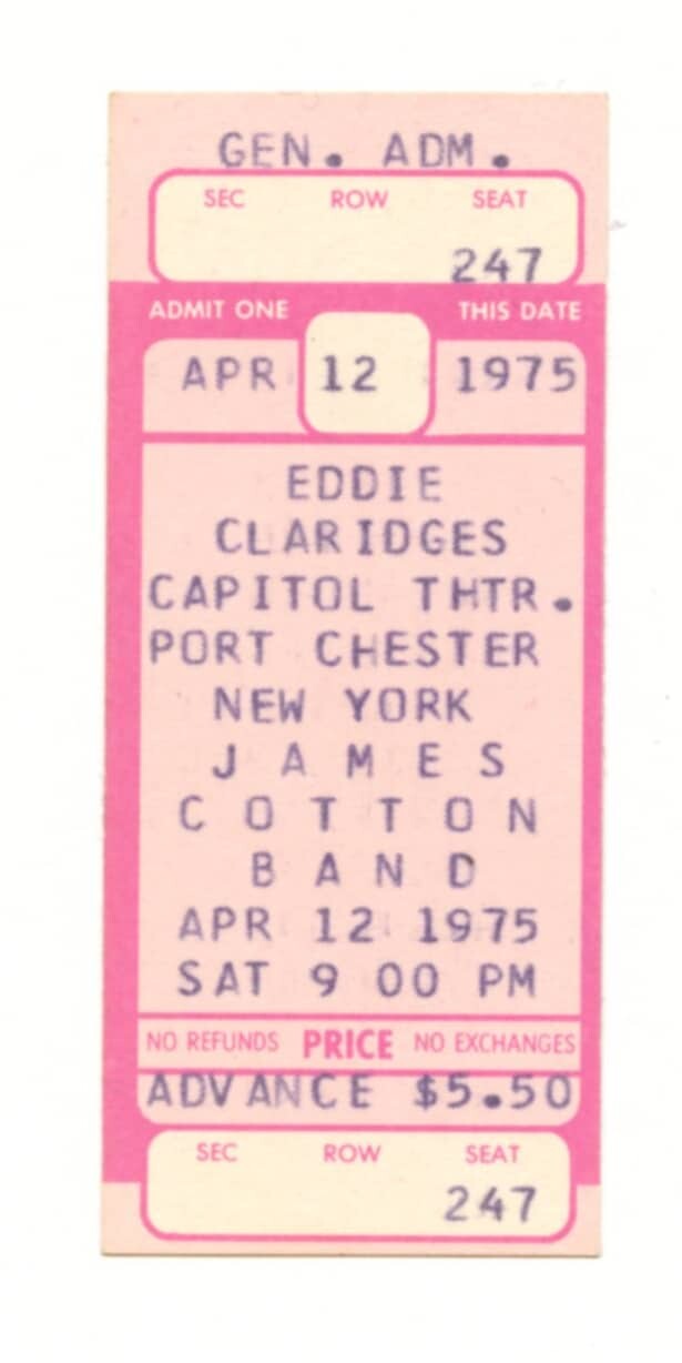 James Cotton Vintage Ticket Stub 1975 Apr 12 Capitol Theatre Chester NY