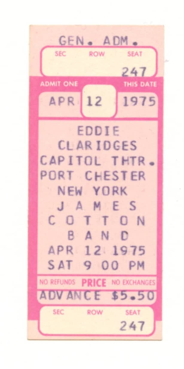 James Cotton Ticket Stub 1975 Apr 12 Capitol Theatre Chester NY